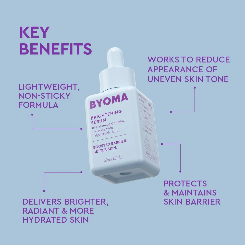 BYOMA Brightening Serum - Barrier Repair Serum - Brightening & Hydrating Face Serum with Hyaluronic Acid, Niacinamide & Ceramides - Hyaluronic Acid Serum For Face, Glowing, Radiant Skin - 1.01 fl. oz - Image 8