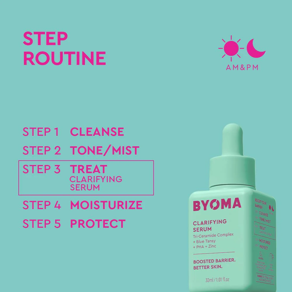 BYOMA Clarifying Serum - Barrier Repair Serum - Clarifying Facial Serum for Acne Prone Skin - Calming Face Serum with Ceramides, Blue Tansy, PHA & Zinc - Balanced & Healthy Skin - 1.01 fl. oz - Image 5