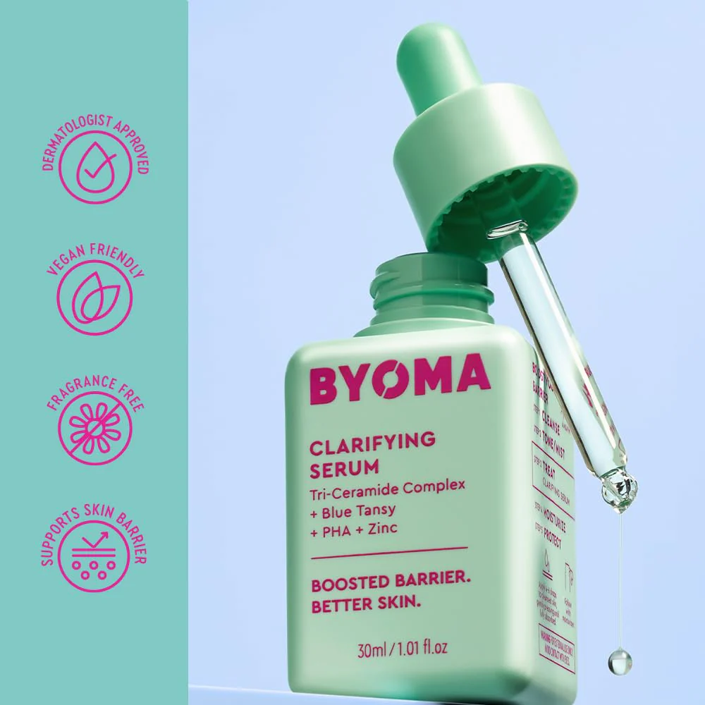 BYOMA Clarifying Serum - Barrier Repair Serum - Clarifying Facial Serum for Acne Prone Skin - Calming Face Serum with Ceramides, Blue Tansy, PHA & Zinc - Balanced & Healthy Skin - 1.01 fl. oz - Image 6