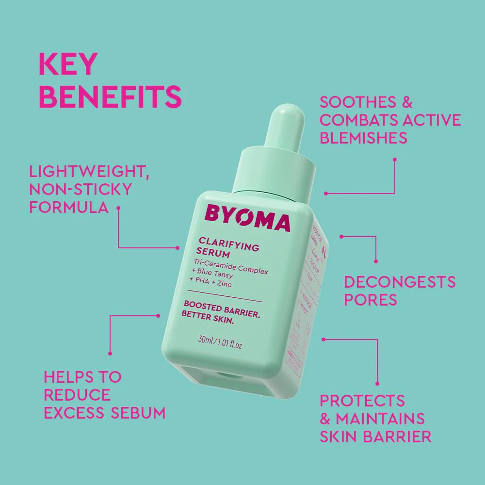 BYOMA Clarifying Serum - Barrier Repair Serum - Clarifying Facial Serum for Acne Prone Skin - Calming Face Serum with Ceramides, Blue Tansy, PHA & Zinc - Balanced & Healthy Skin - 1.01 fl. oz - Image 8
