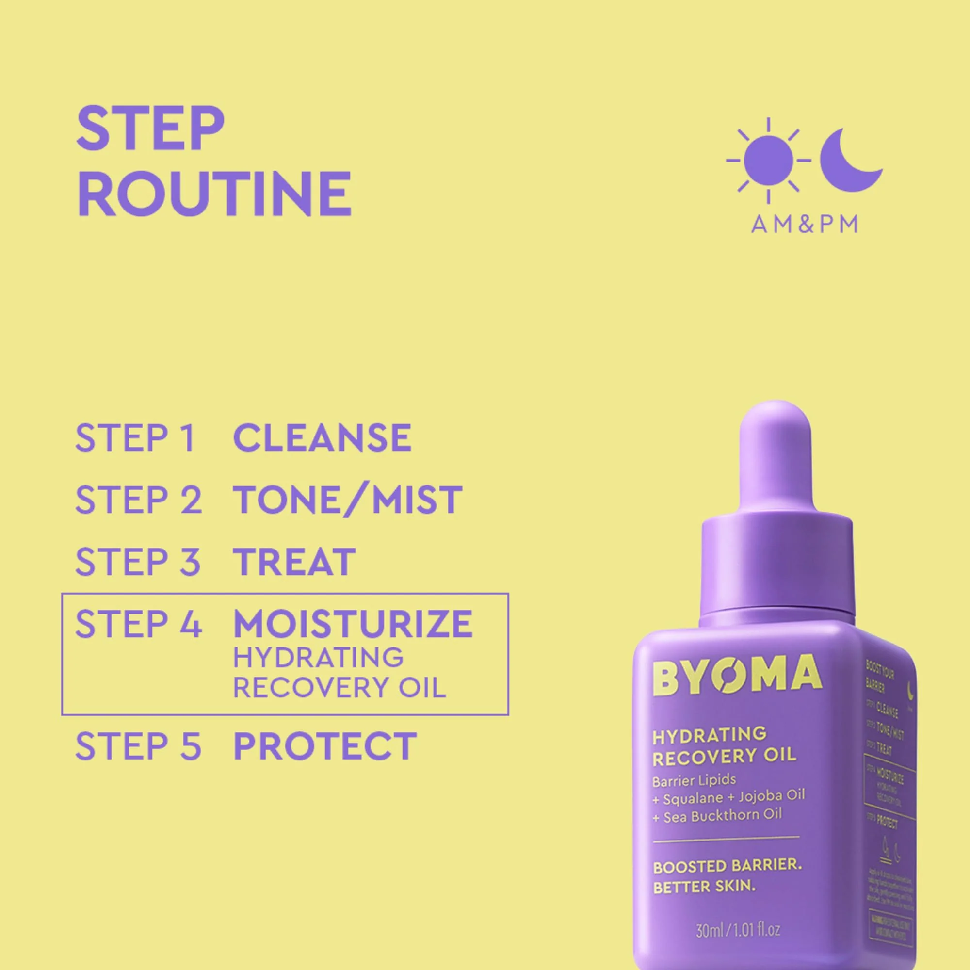 BYOMA Hydrating Recovery Oil - Luxury Face Oil with Squalane, Jojoba Oil & Seabuckthorn Oil - Instant Radiant and Glowy Skin - Barrier Repair Facial Oil - 1.01 fl. oz - Image 5