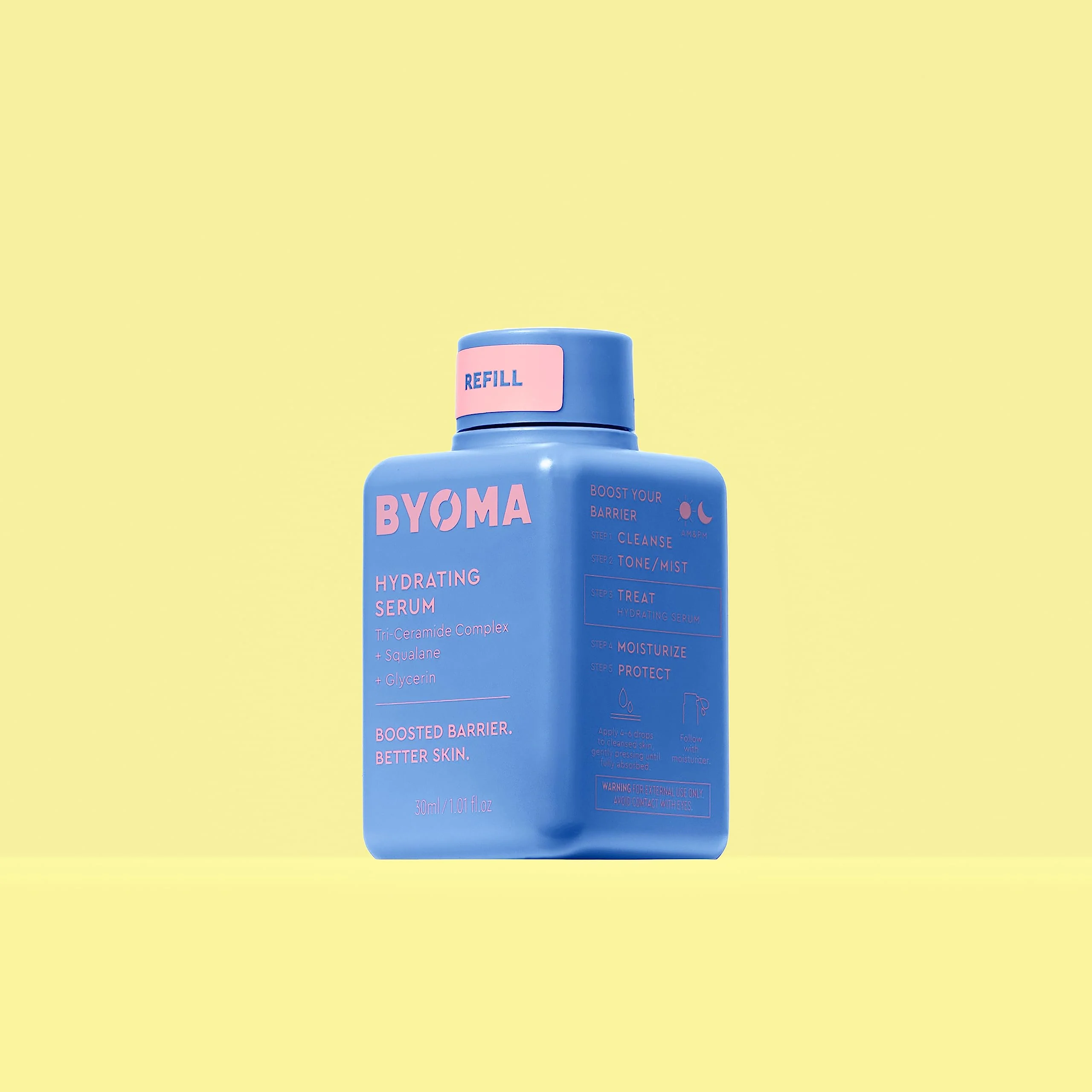 BYOMA Hydrating Serum Refill - Barrier Repair Serum - Moisturizing Face Serum with Squalane, Glycerin & Ceramides for Glowing, Dewy Skin - Hydrating Facial Serum for Dry Skin - 1.01 fl. oz Refill - Image 3