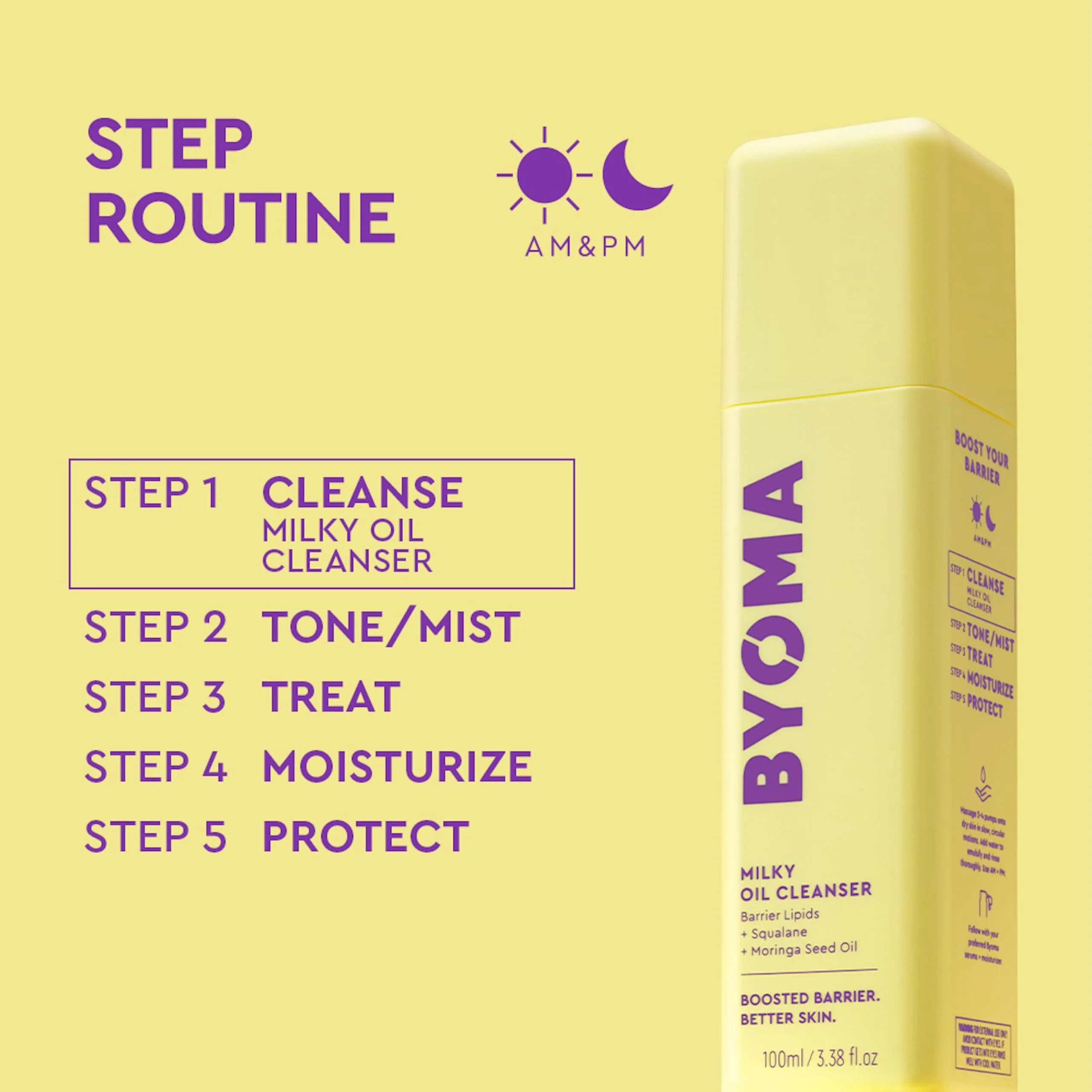 BYOMA Milky Oil Cleanser - Hydrating Facial Cleanser for Skin Barrier Repair - Tri-Ceramide Face Wash for Sensitive Skin & All Skin Types - Deeply Hydrated Skin, No Oily Residue - 3.38 fl oz - Image 5