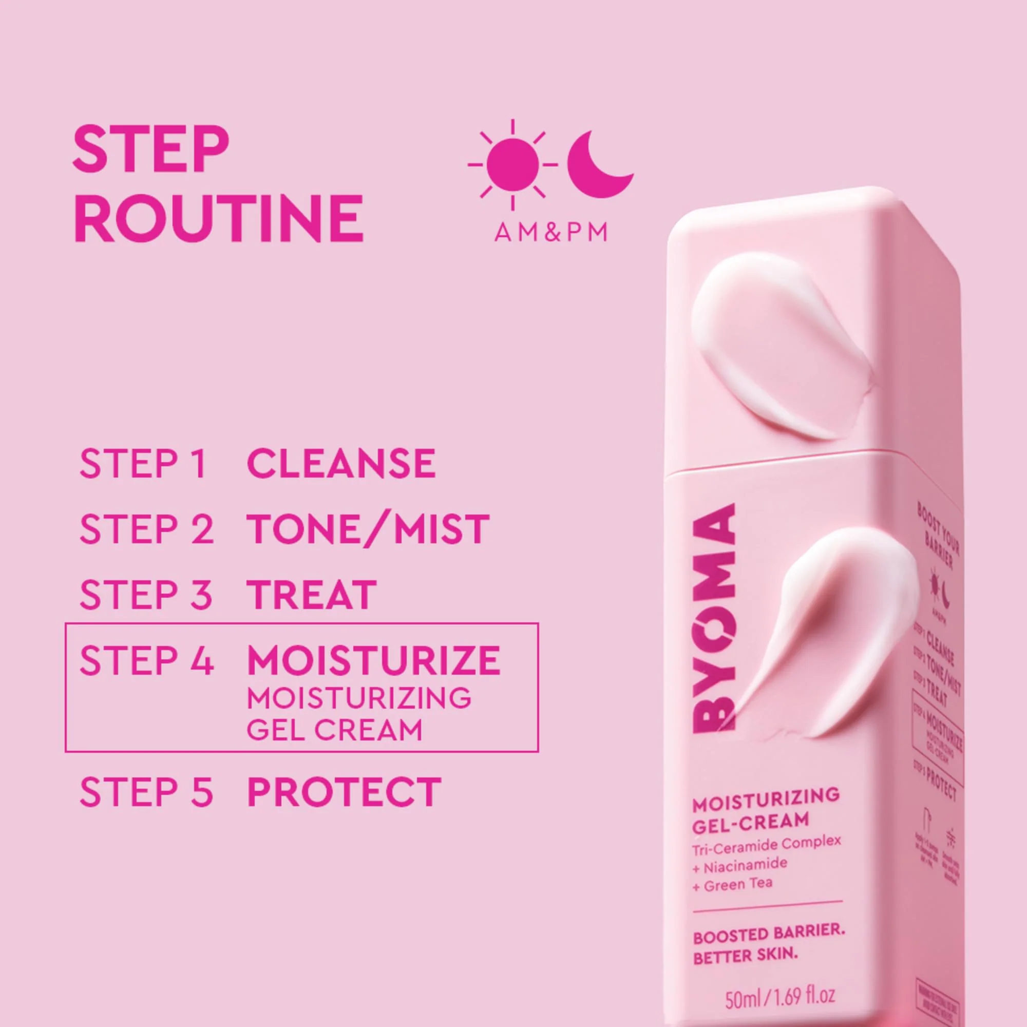 BYOMA Moisturizing Gel Cream - Barrier Repair Cream/Gel Face Lotion with Niacinamide and Green Tea - Ceramide Face Moisturizer for Dry Skin - Alcohol Free, Oil Free Face Moisturizer - 1.69 fl. oz - Image 5