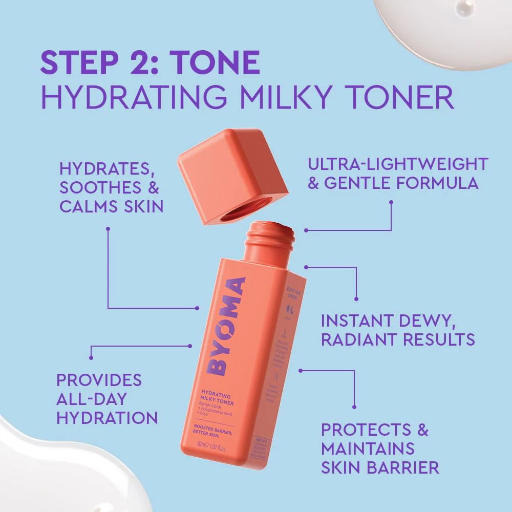 BYOMA Universal Skincare Heroes (5-Piece Kit) - Skincare Gift Set with Jelly Cleanser, Milky Toner, Hydrating Serum, Gel Cream & SPF 50 - Skin Barrier Repair Gift Set with Makeup Bag - Image 8