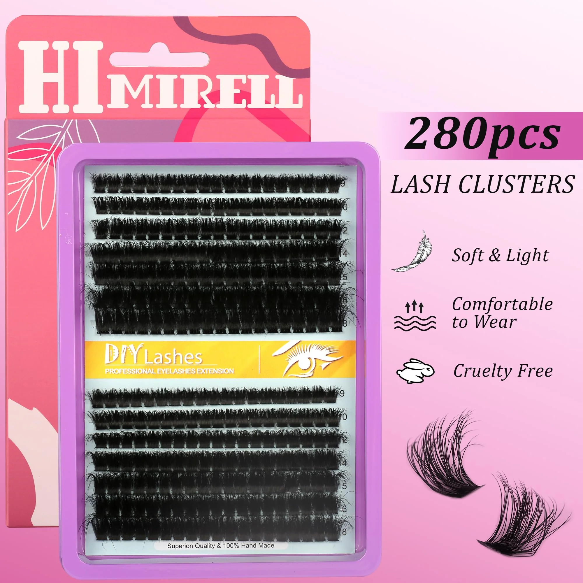 C Curl Lash Clusters Extensions 280 Pcs Individual Eye lash Clusters 100D Cluster Eyelash Lashes Wispy Clusters Lashes Makeup at Home - DIY Lash Extension Kit for Self Application (9-18MM) Mix - Image 9