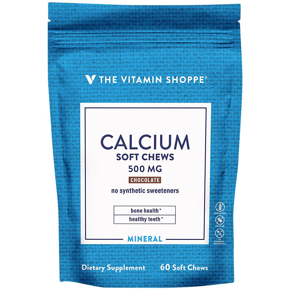 Calcium Chews 1,000mg, Chocolate Flavored Chews – Mineral Essential for Healthy Bones & Teeth, No Artificial Sweeteners – with Vitamin K1 & D3 (60 Chews) by The Vitamin Shoppe - Image 2