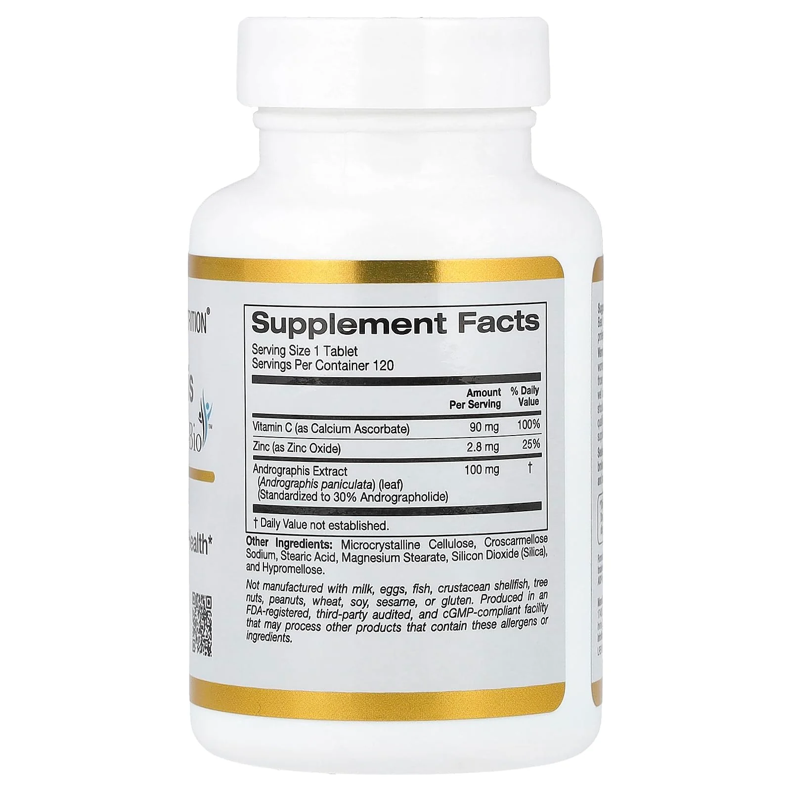California Gold Nutrition Andrographis Immune Formula, with AP-Bio, Vitamin C and Zinc, Vegan & Vegetarian Suitable, Gluten Free, 100 mg, 120 Tablets - Image 5