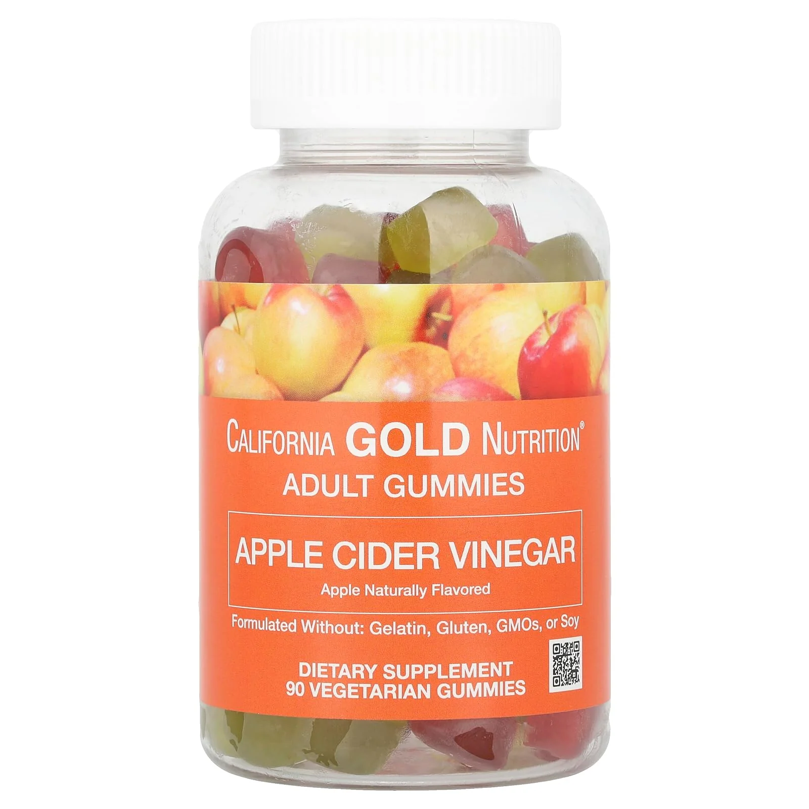 California Gold Nutrition Apple Cider Vinegar Gummies, Natural Apple, 90 Vegetarian Gummies