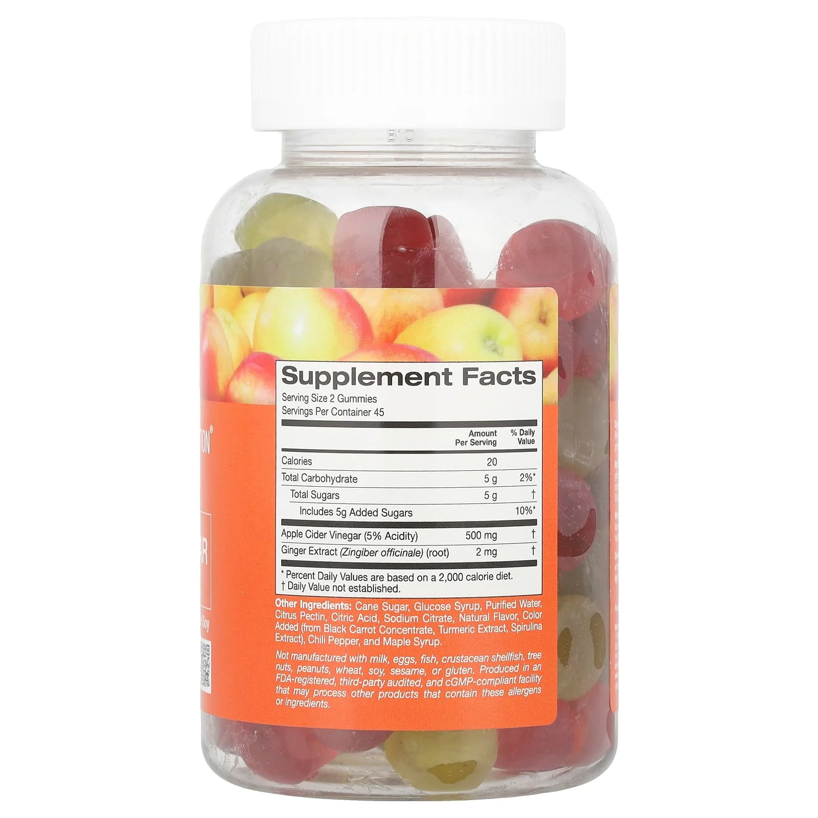 California Gold Nutrition Apple Cider Vinegar Gummies, Natural Apple, 90 Vegetarian Gummies - Image 6