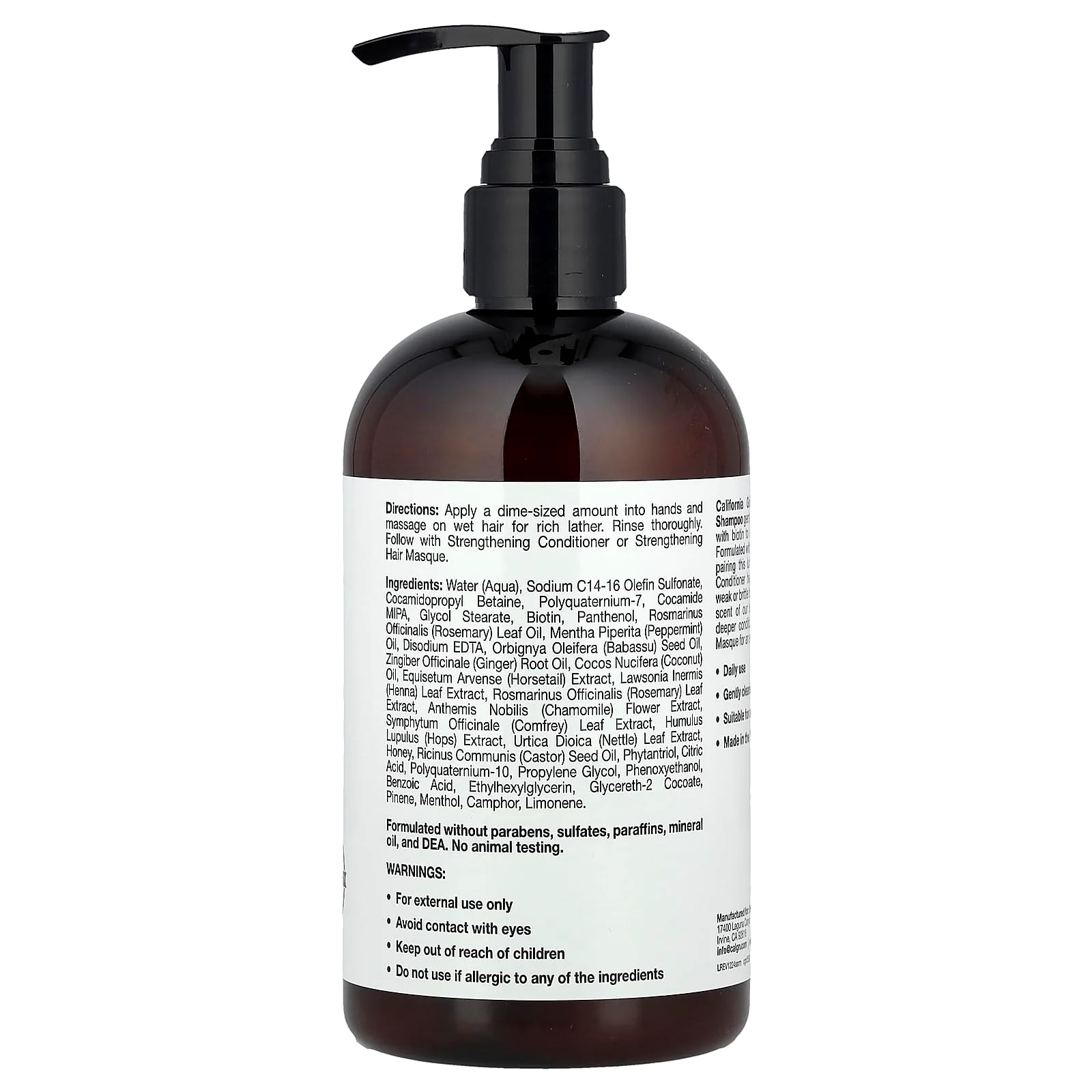 California Gold Nutrition Beauty, Strengthening Shampoo, Biotin, Rosemary Mint, 12 fl oz (355 ml) - Image 4
