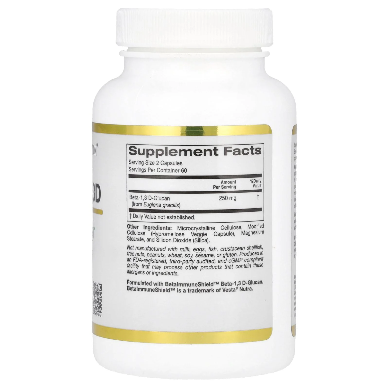 California Gold Nutrition Beta Glucan 1-3D with Beta-ImmuneShield, 125 mg, 120 Veggie Capsules - Image 5