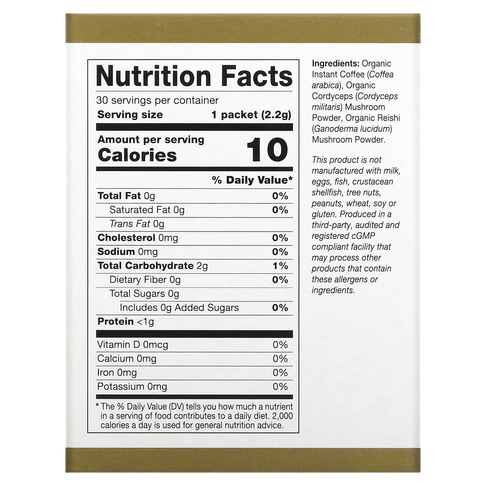 California Gold Nutrition CafeCeps, Certified Organic Instant Coffee with Cordyceps, and Reishi Mushroom Powder, 30 Packets, 0.08 oz (2.2 g) Each - Image 5