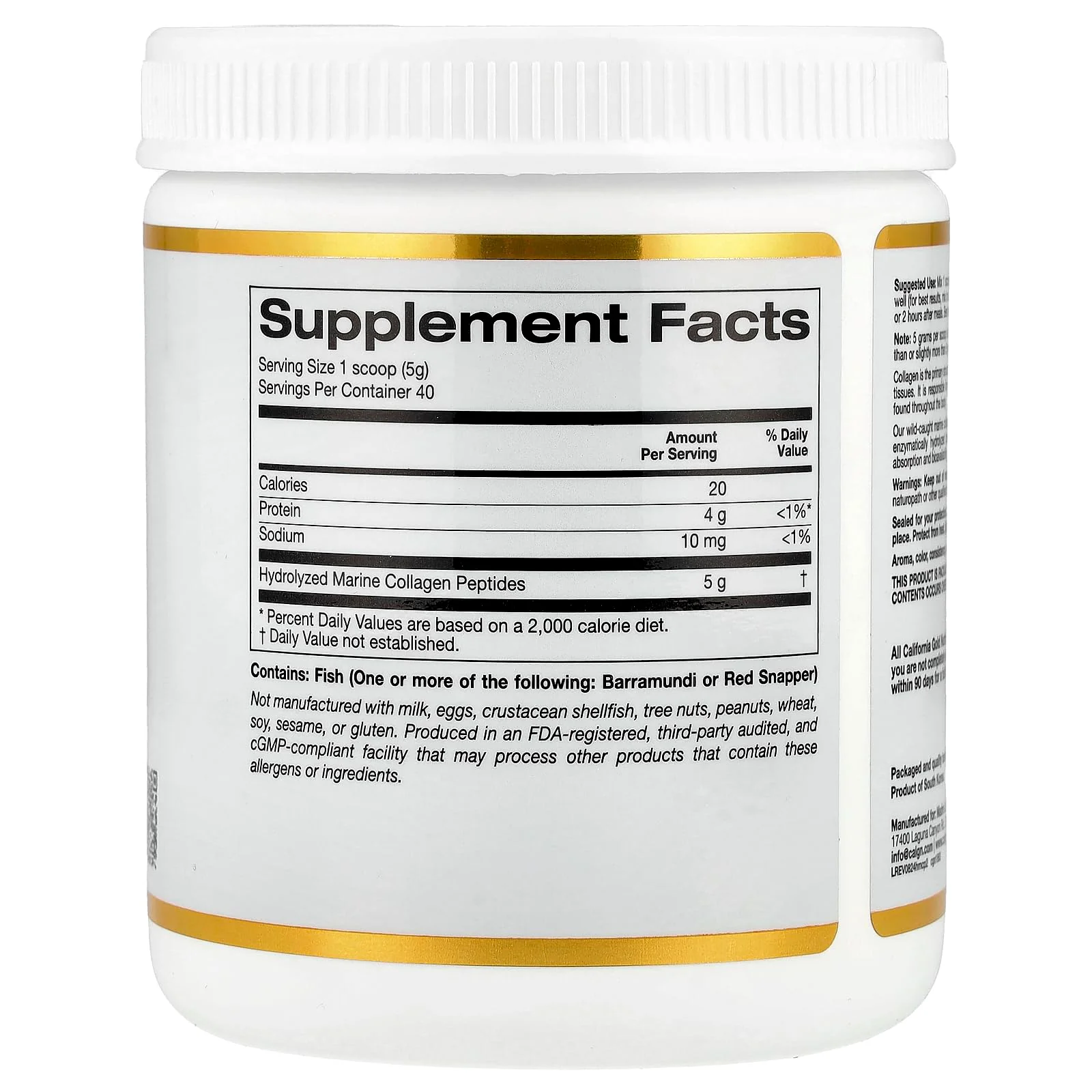 California Gold Nutrition Collagen Peptides Powder with Hyaluronic Acid, Support for Healthy Hair, Skin, Nails, Joints and Bones, Non-GMO, Gluten and Dairy Free, Unflavored, 7.05 oz (200 g) - Image 5