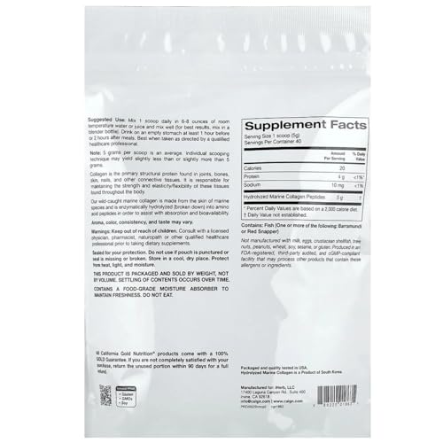California Gold Nutrition Collagen Peptides Powder with Hyaluronic Acid, Support for Healthy Hair, Skin, Nails, Joints and Bones, Non-GMO, Gluten and Dairy Free, Unflavored, 7.05 oz (200 g) - Image 6