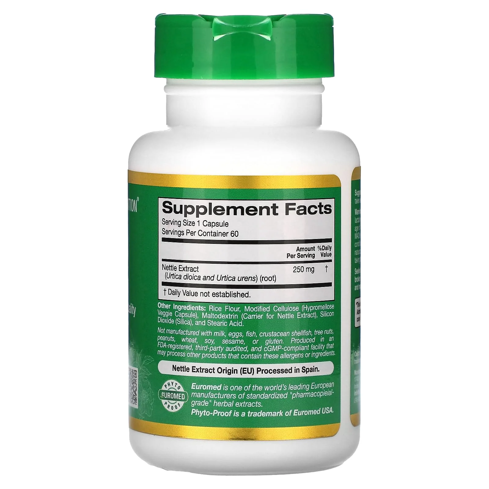 California Gold Nutrition EuroHerbs, Nettle Root Extract, Euromed Quality, 250 mg, 60 Veggie Capsules - Image 5