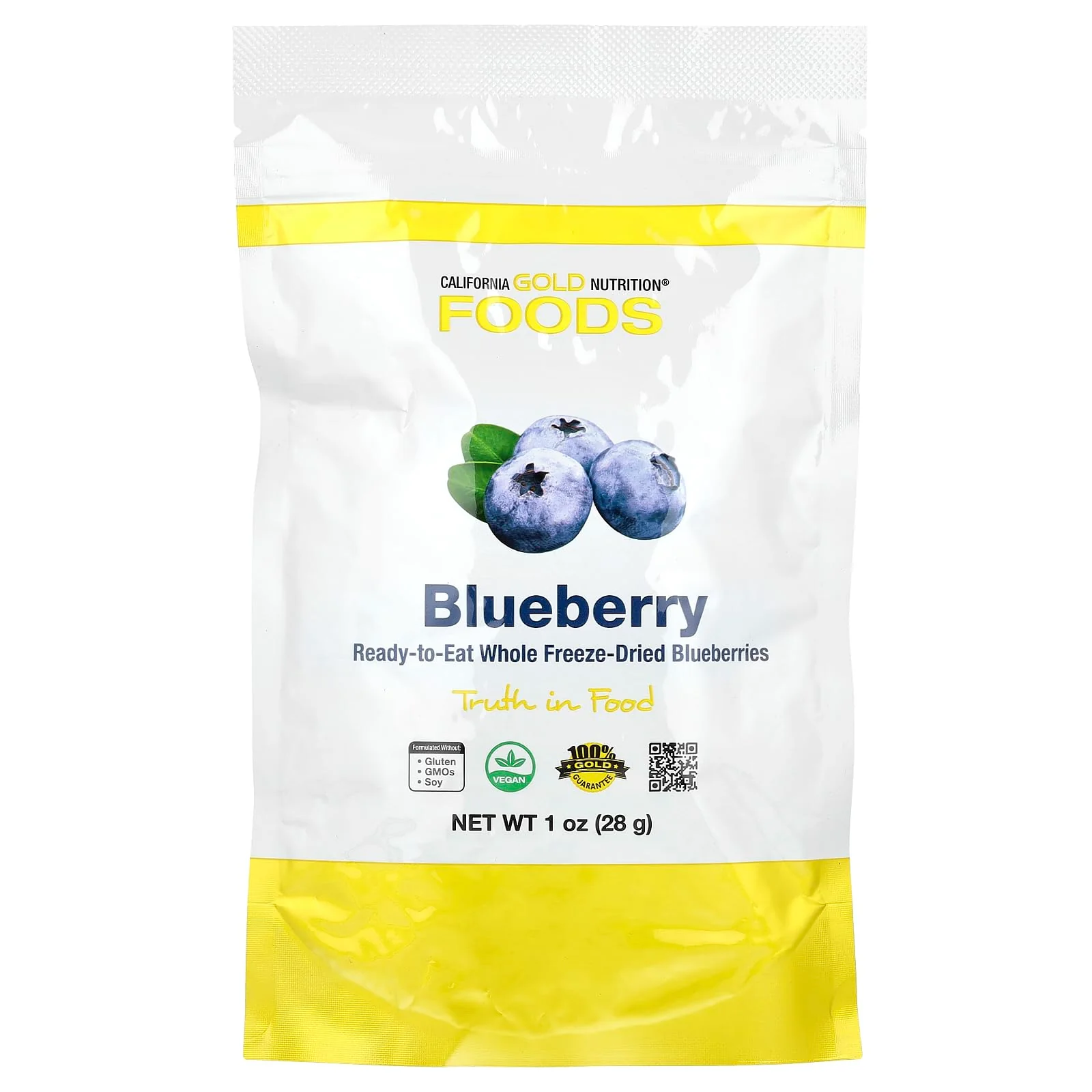 California Gold Nutrition Freeze Dry Blueberry, Ready-to-Eat Whole Freeze Driberry, 28g, 1oz