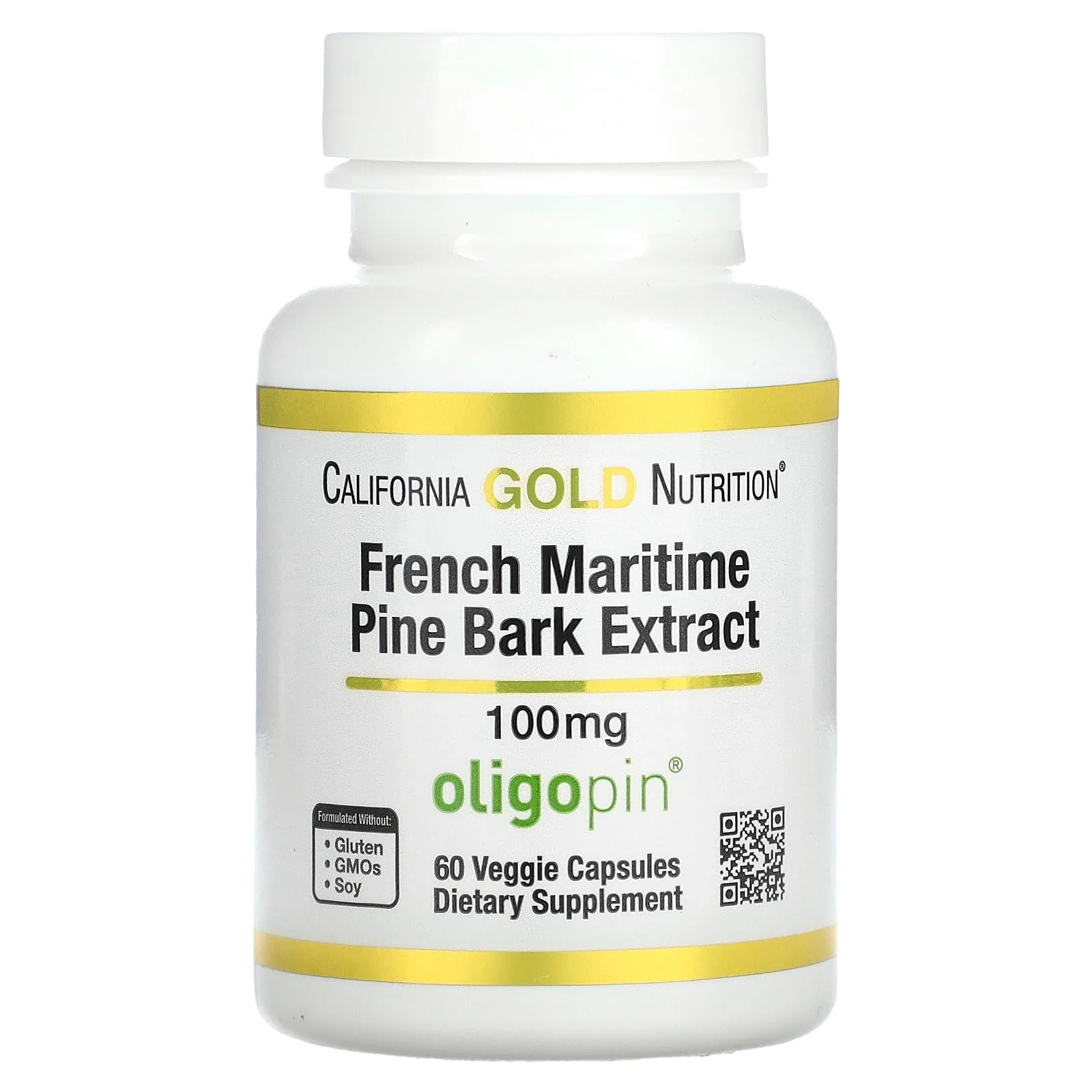 California Gold Nutrition French Maritime Pine Bark Extract, Oligopin, 100 mg, 60 Veggie Capsules