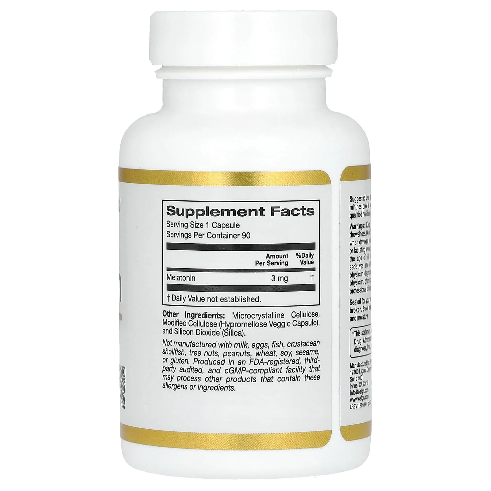 California Gold Nutrition Melatonin, 3 mg, 90 Veggie Capsules, 1 Count (Pack of 1) - Image 6
