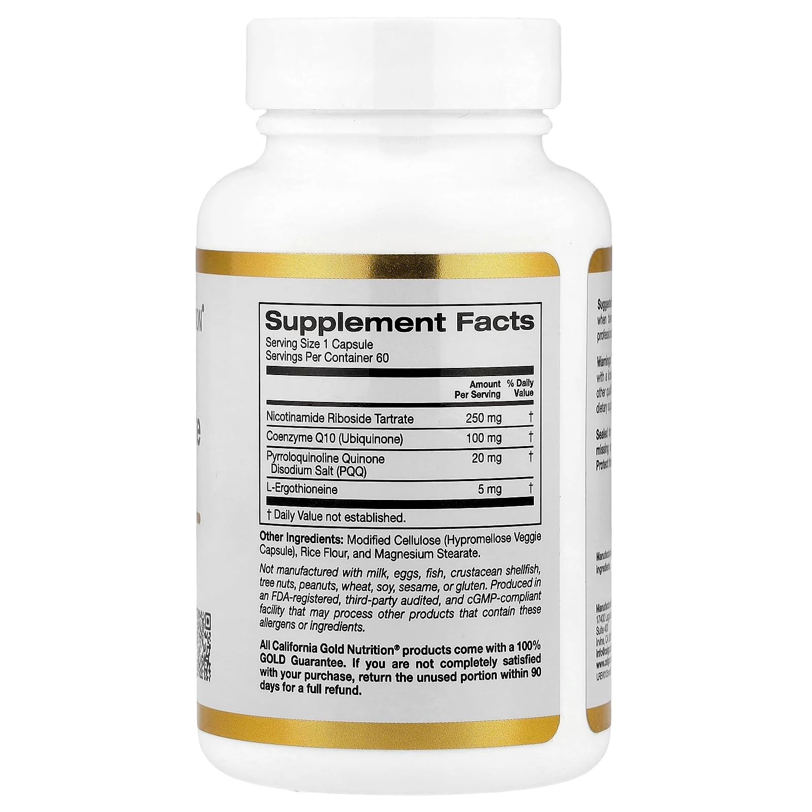 California Gold Nutrition Nicotinamide Riboside Tartrate (NRT) Complex, 60 Veggie Capsules - Image 5