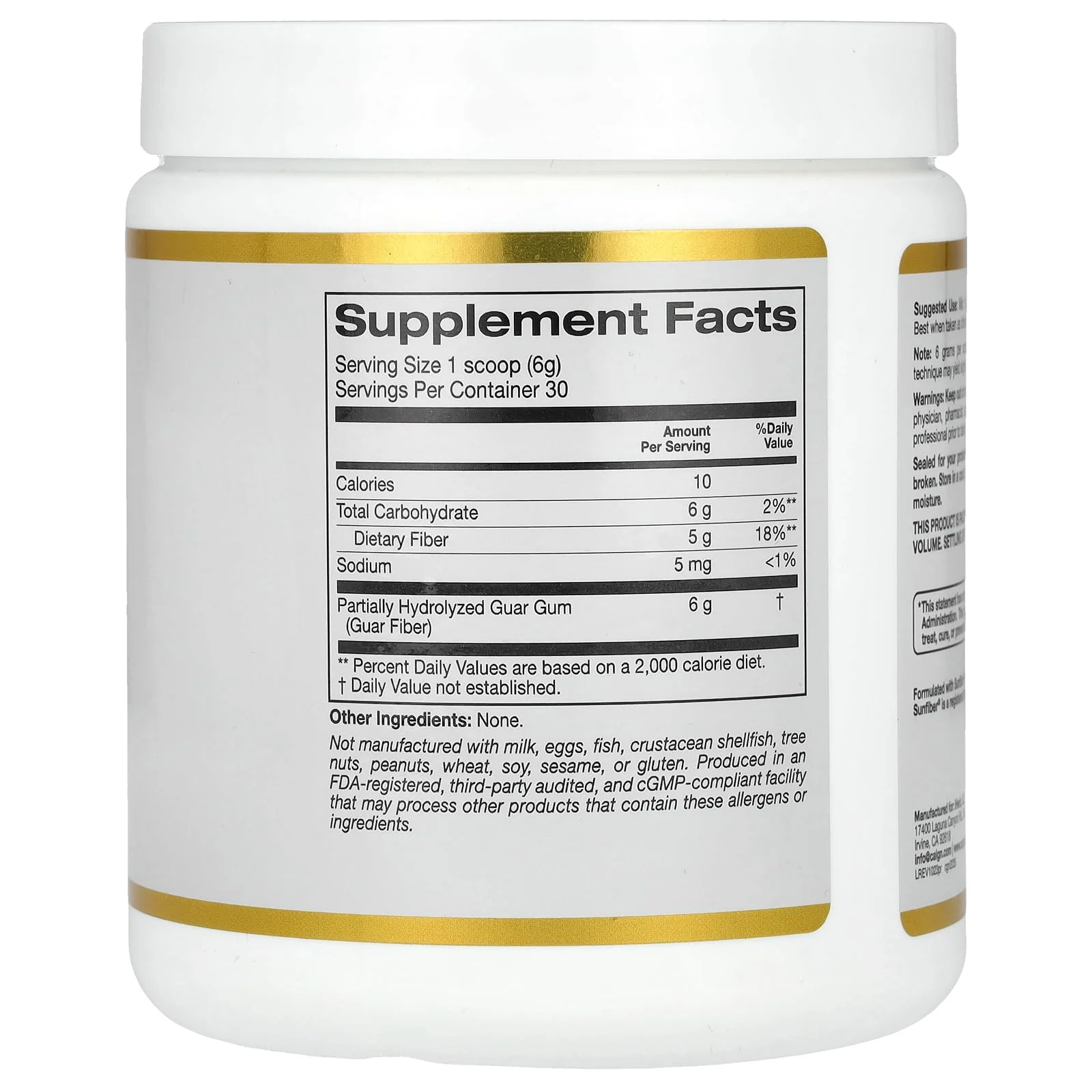 California Gold Nutrition Prebiotic Fiber, 6.3 oz (180 g) - Image 6