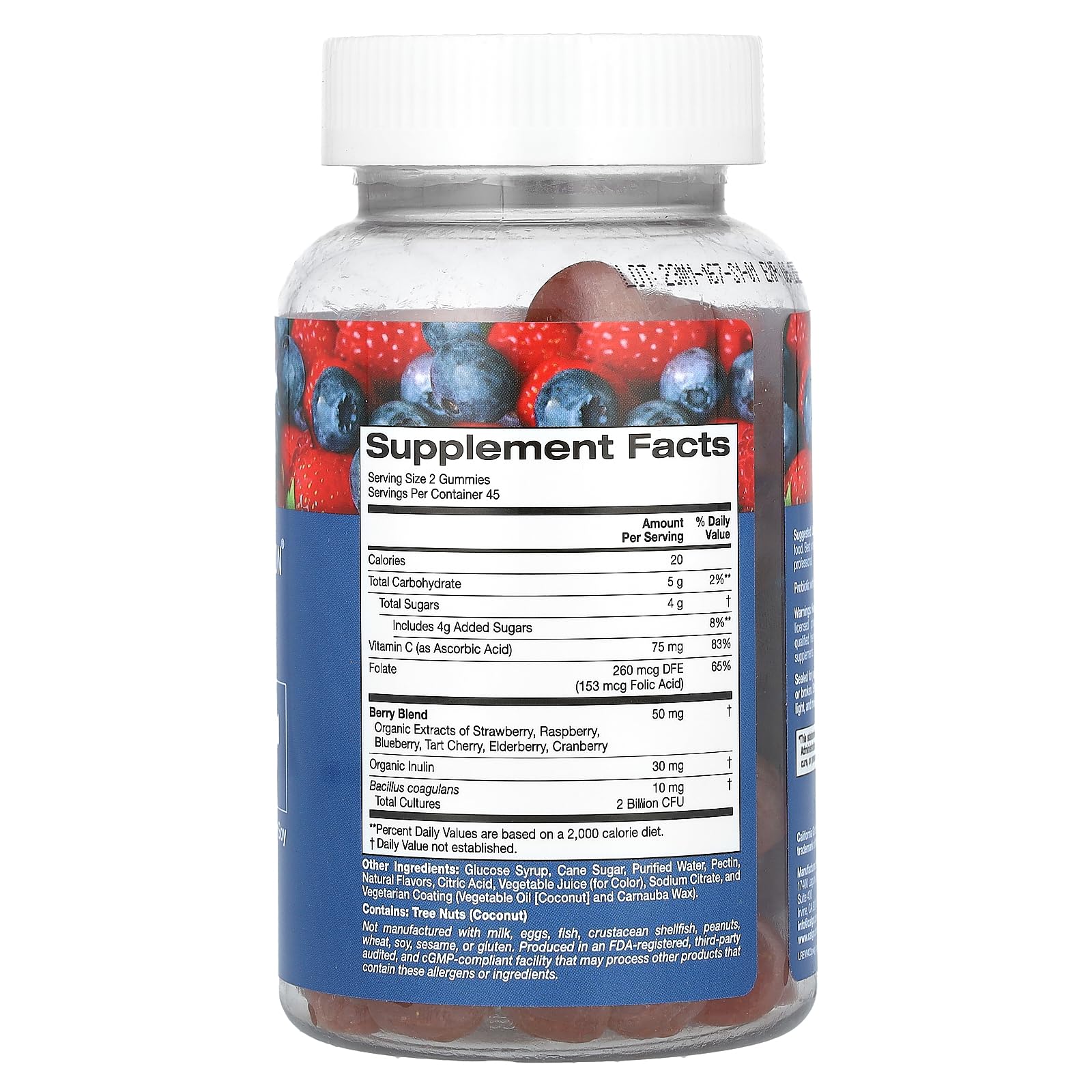 California Gold Nutrition Probiotic with Inulin Gummies, Natural Mixed Berry, 90 Vegetarian Gummies, 1 Count (Pack of 1) - Image 6
