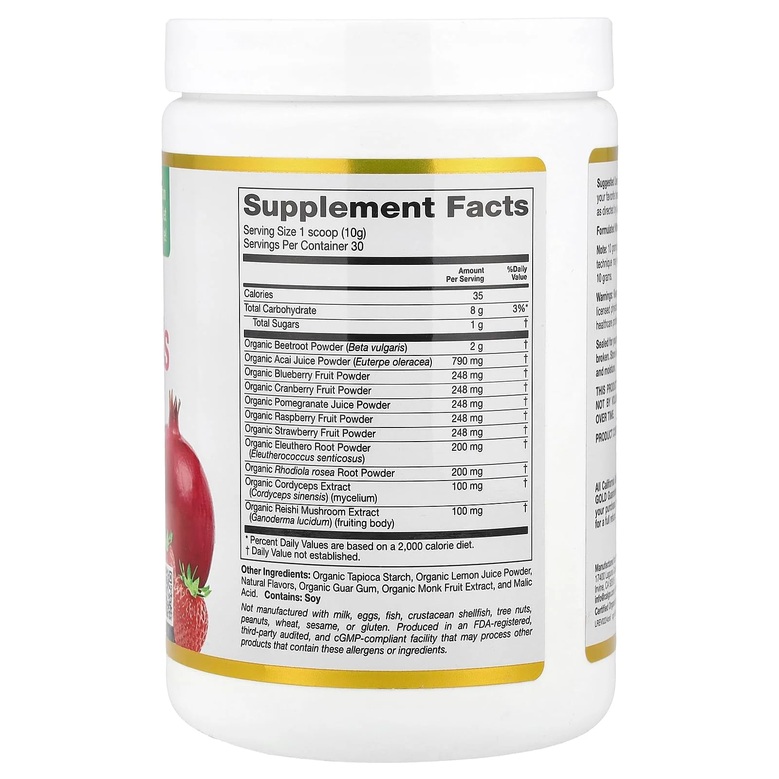 California Gold Nutrition Superfoods, Organic Red Superfoods with Organic Acai, Organic Blueberry, Organic Cranberry, and Organic Pomegranate Powders, Mixed Berry, 10.58 oz (300 g) - Image 5
