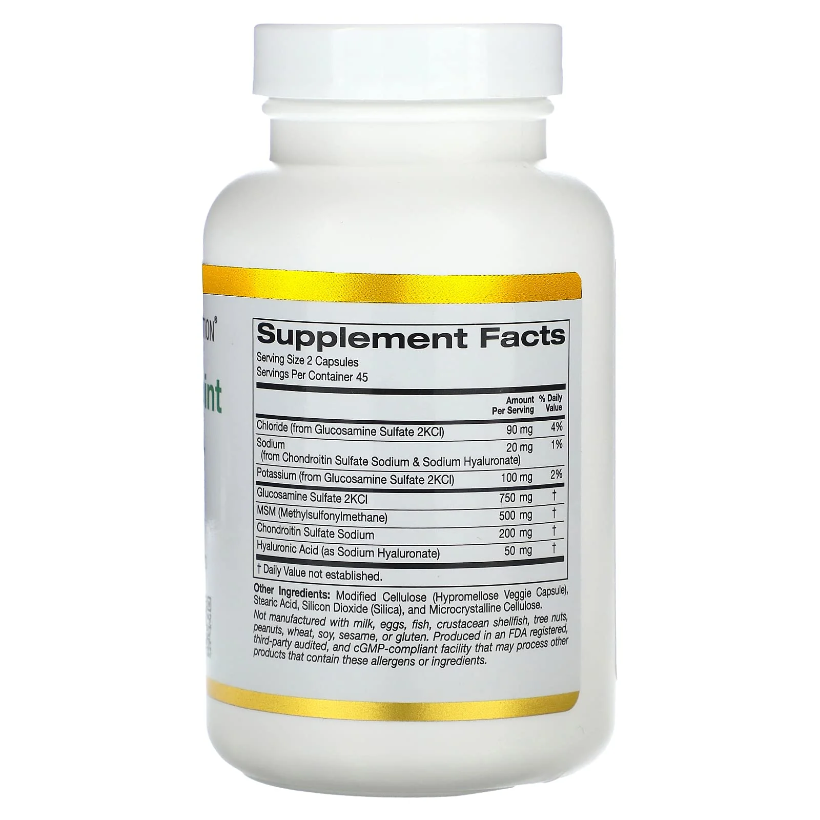 California Gold Nutrition Vegetarian Glucosamine, Chondroitin, Hyaluronic Acid, MSM, Total Veggie Joint & Bone Support Formula, Non GMO, No Soy, Gluten Free, 90 Veggie Capsules - Image 5