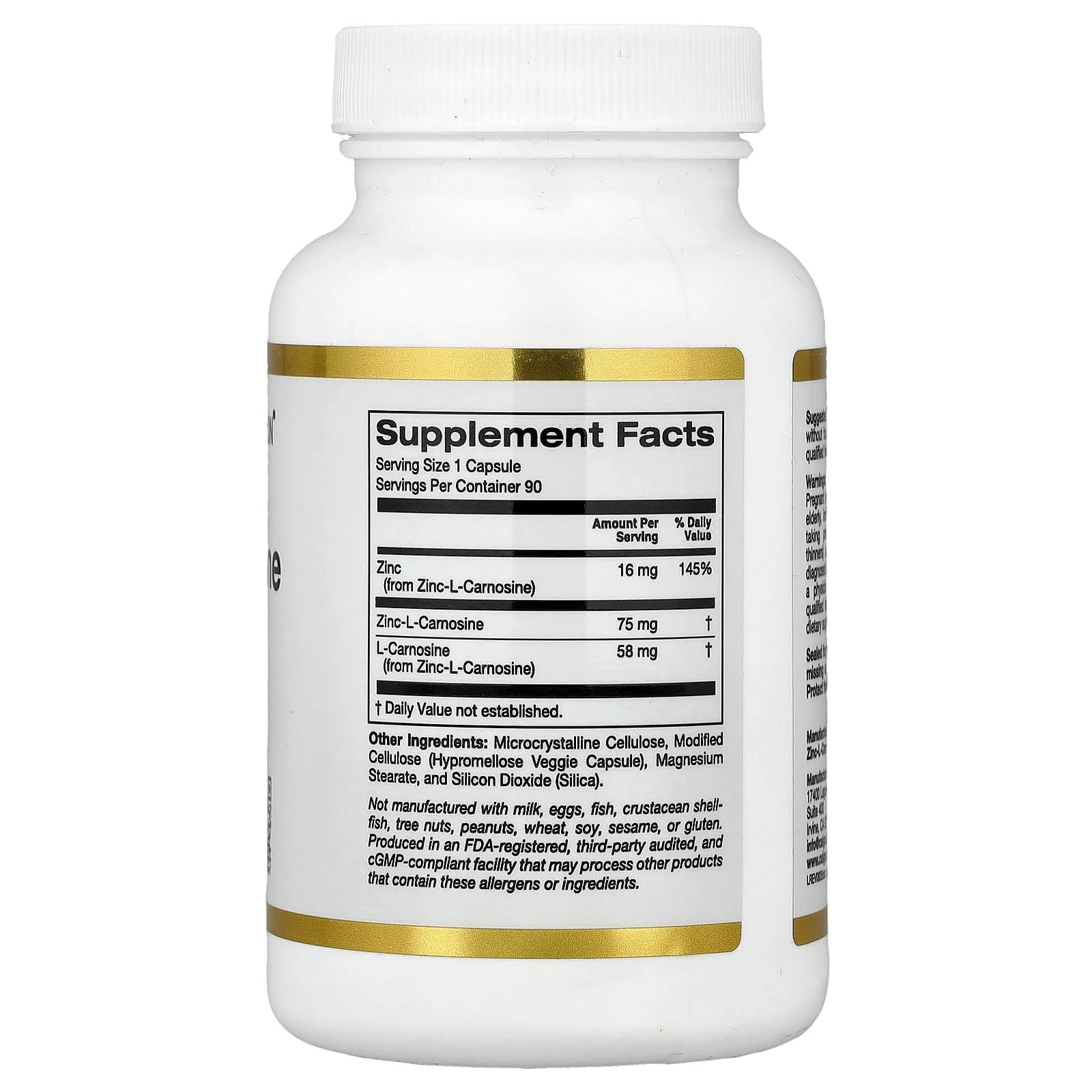 California Gold Nutrition Zinc-L-Carnosine Complex, 90 Veggie Caps - Image 6