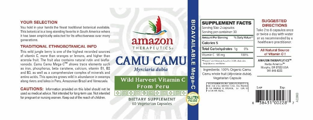 Camu-Camu Mega C 500mg Wild Crafted Amazon Therapeutic Laboratories 60 VCaps - Image 3