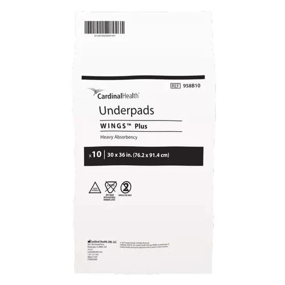 Cardinal Health™ Underpads, Wings™ Plus, Heavy Absorbency, Green, 30 x 36IN, Case of 50 - Image 2