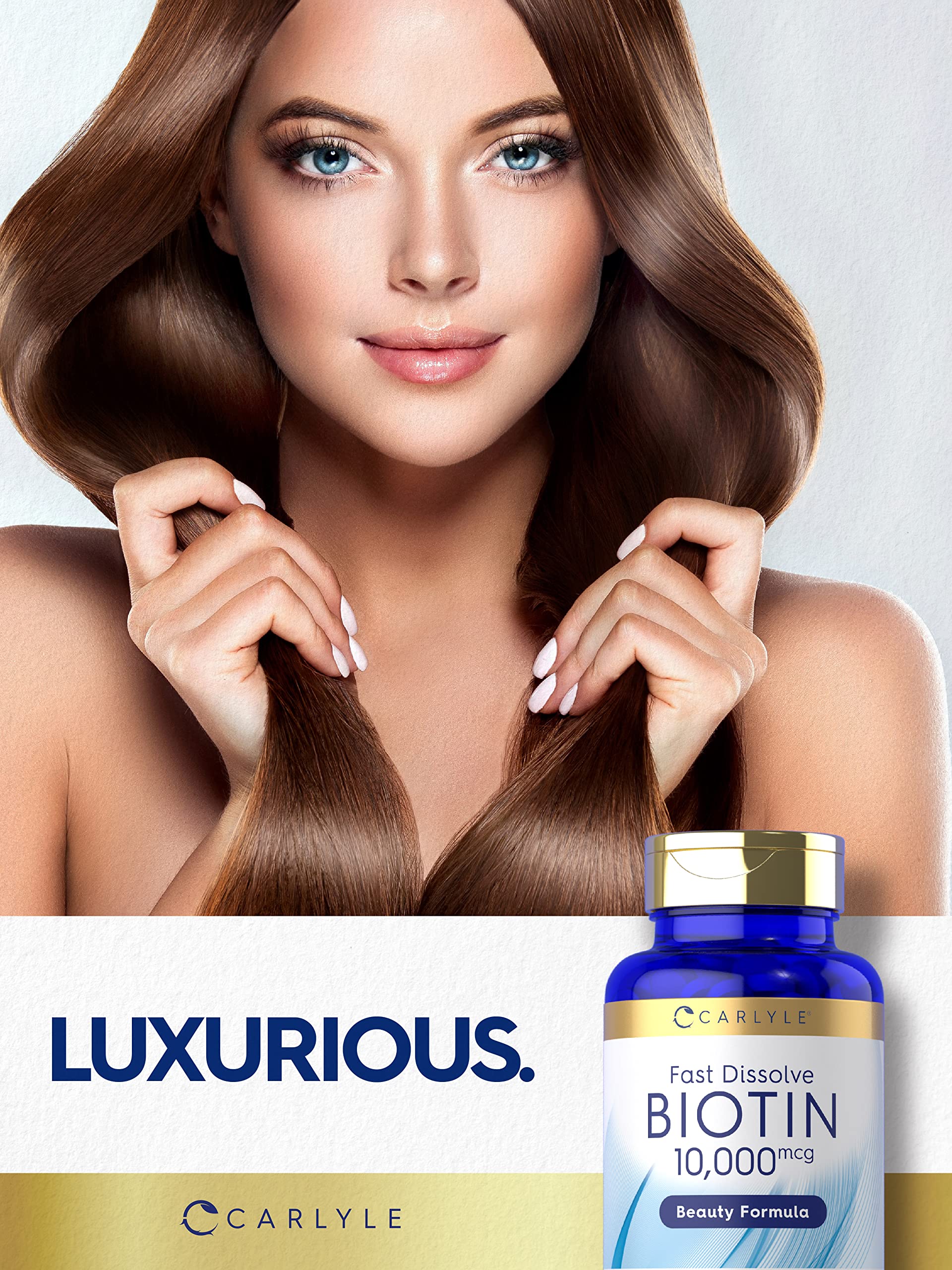 Carlyle Biotin 10000mcg | 250 Fast Dissolve Tablets | Max Strength for Hair, Skin, and Nails | Vegetarian, Non-GMO, Gluten Free Supplement - Image 3