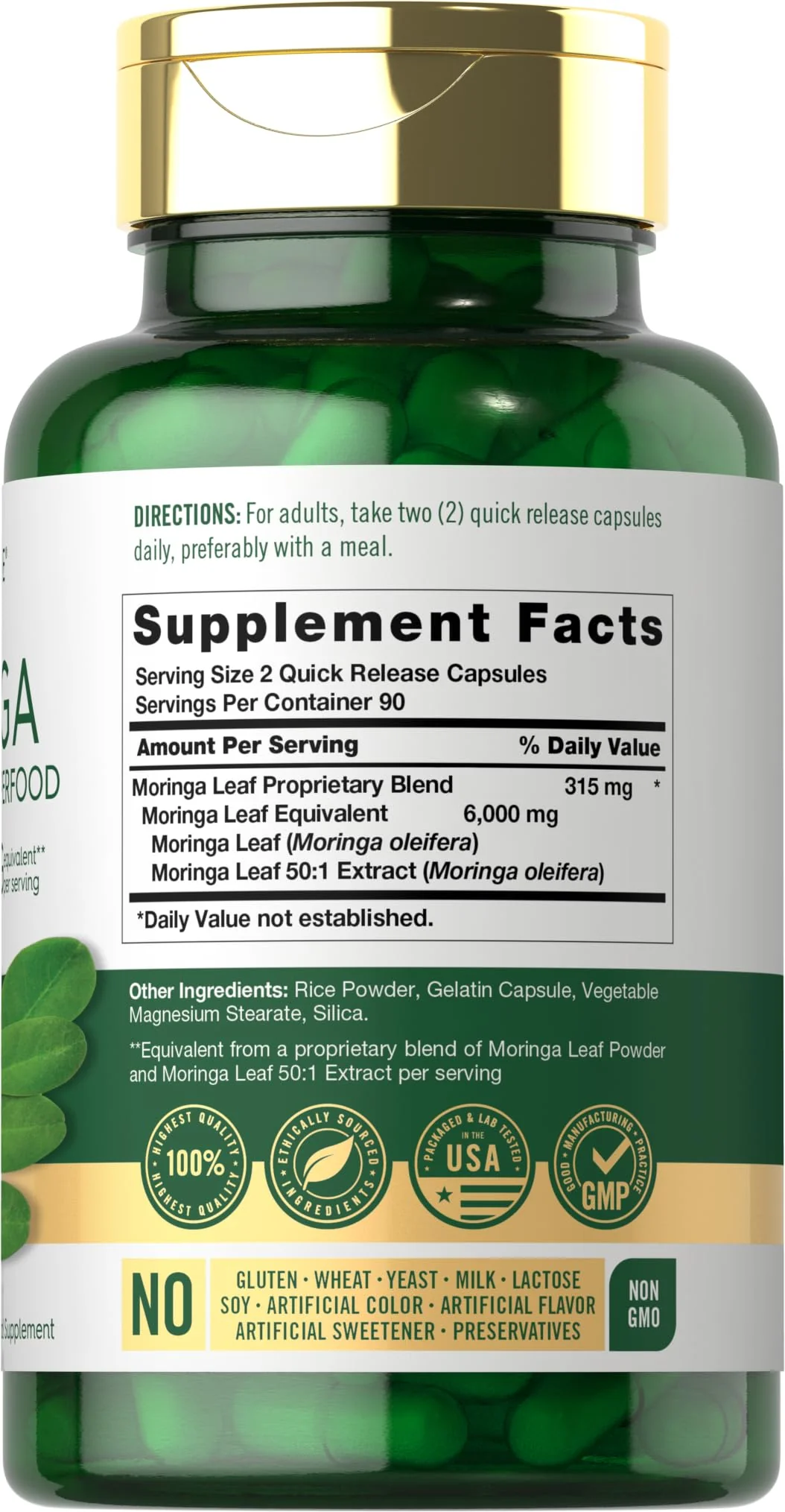 Carlyle Moringa Oleifera Supplement | 180 Capsules | Complete Green Superfood for Women and Men | Non-GMO and Gluten Free | from Moringa Leaf Powder - Image 8