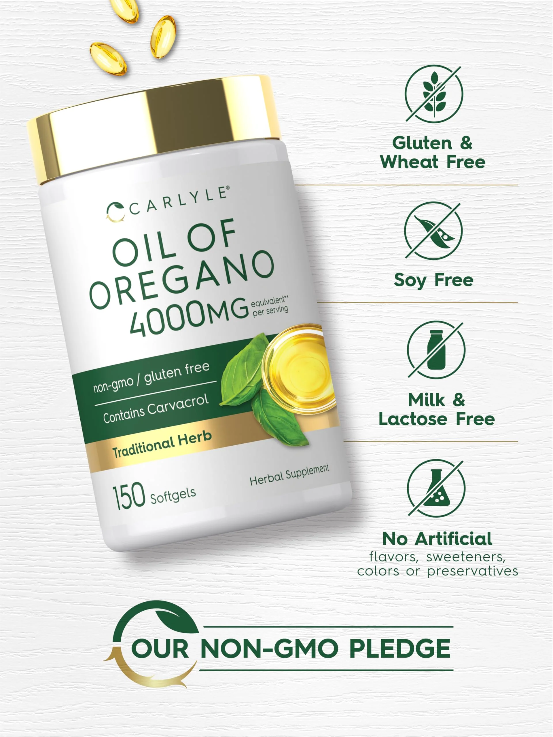 Carlyle Oregano Oil Supplement | 150 Softgel Capsules | Contains Carvacrol | Non-GMO & Gluten Free Formula - Image 4
