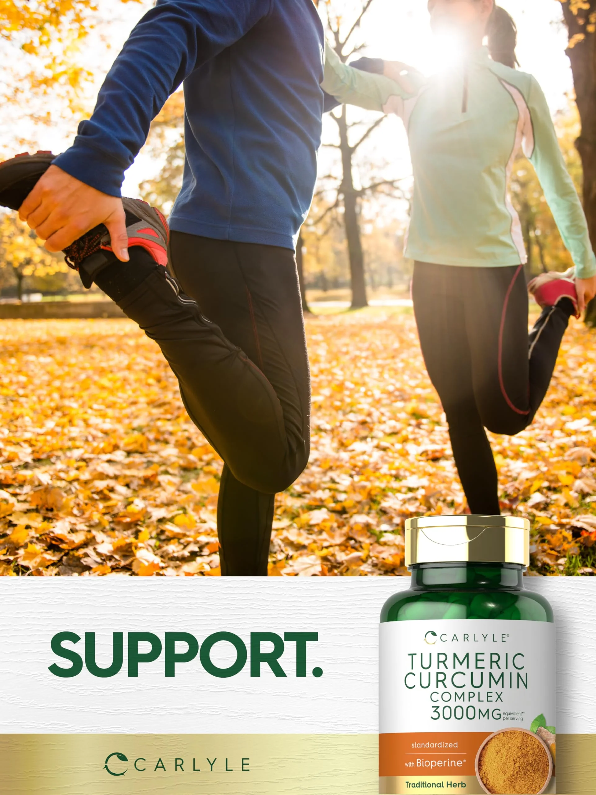 Carlyle Turmeric Curcumin with Black Pepper | 90 Powder Capsules | Complex Supplement with Bioperine | Non-GMO, Gluten Free - Image 3