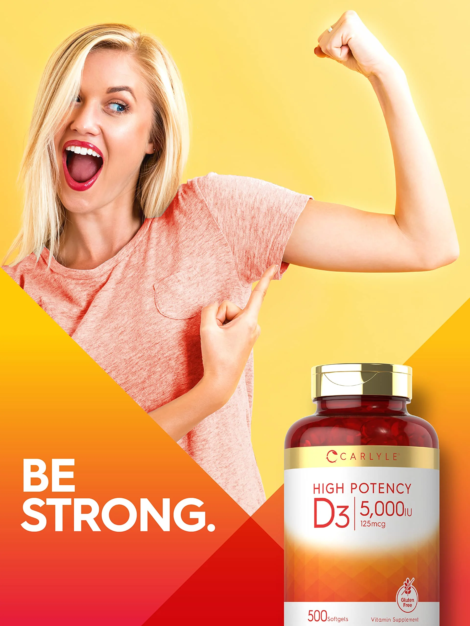 Carlyle Vitamin D3 5000 IU Softgels | 500 Count | Value Size | Non-GMO and Gluten Free Supplement | High Potency Formula | 125mcg - Image 3
