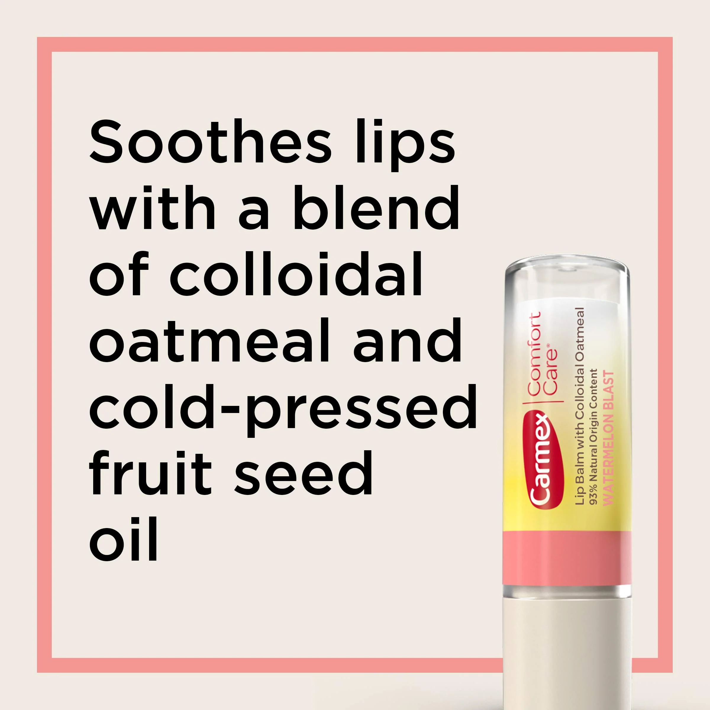 Carmex Comfort Care Lip Balm Sticks with Colloidal Oatmeal, Watermelon Blast Flavor, 4 Count (2 Packs of 2) - Image 3