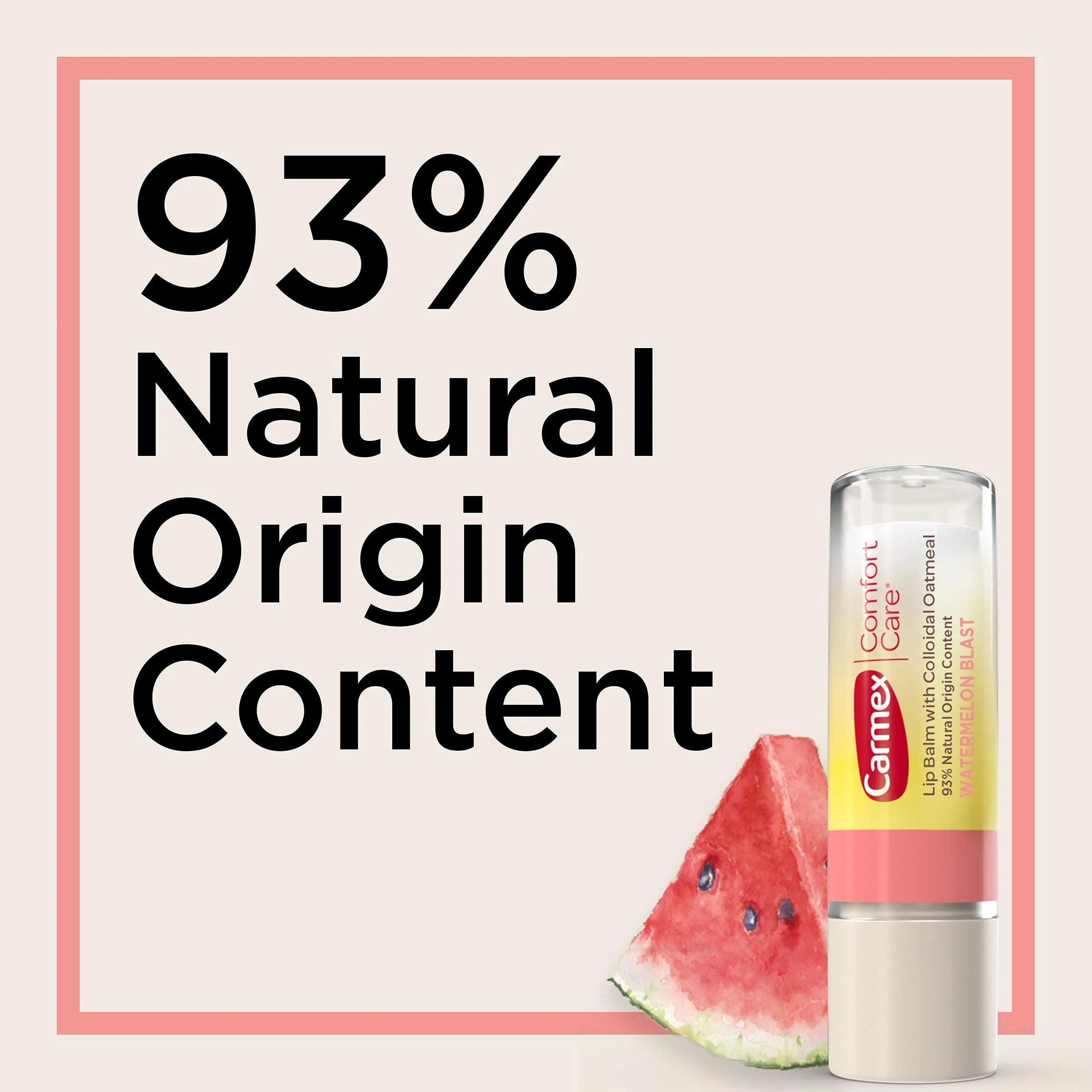 Carmex Comfort Care Lip Balm Sticks with Colloidal Oatmeal, Watermelon Blast Flavor, 4 Count (2 Packs of 2) - Image 9