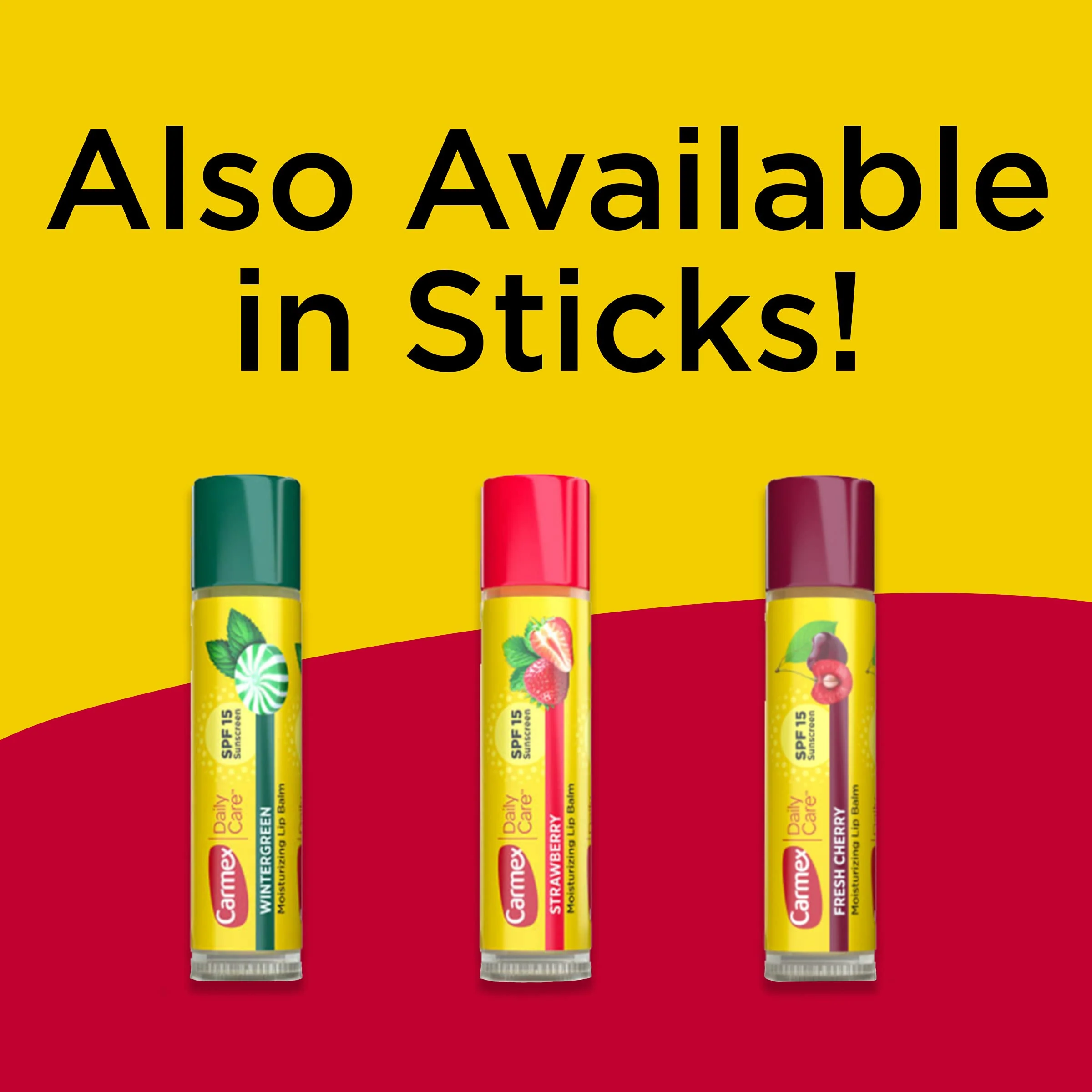 Carmex Daily Care Moisturizing Lip Balm Tubes with SPF, Fresh Cherry, Strawberry and Wintergreen Lip Balm Pack, 0.35 OZ - (4 Packs of 3) - Image 3
