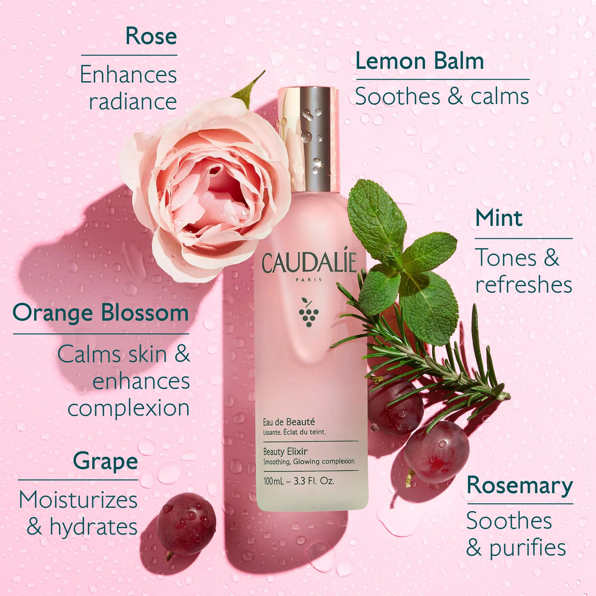 Caudalie Beauty Elixir Face Mist: Toner That Tightens Pores + Reduces Dullness + Sets Makeup - 30 mL - Image 8