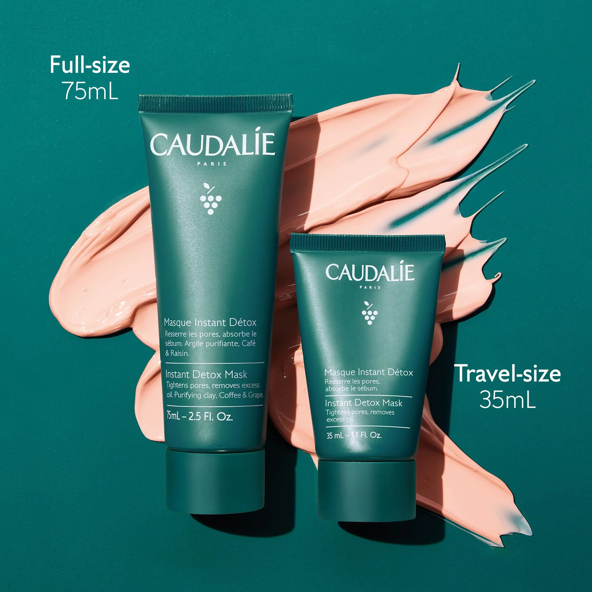 Caudalie Instant Detox Mask, Pore Minimizing Pink Clay Face Mask - 35 mL - Image 5