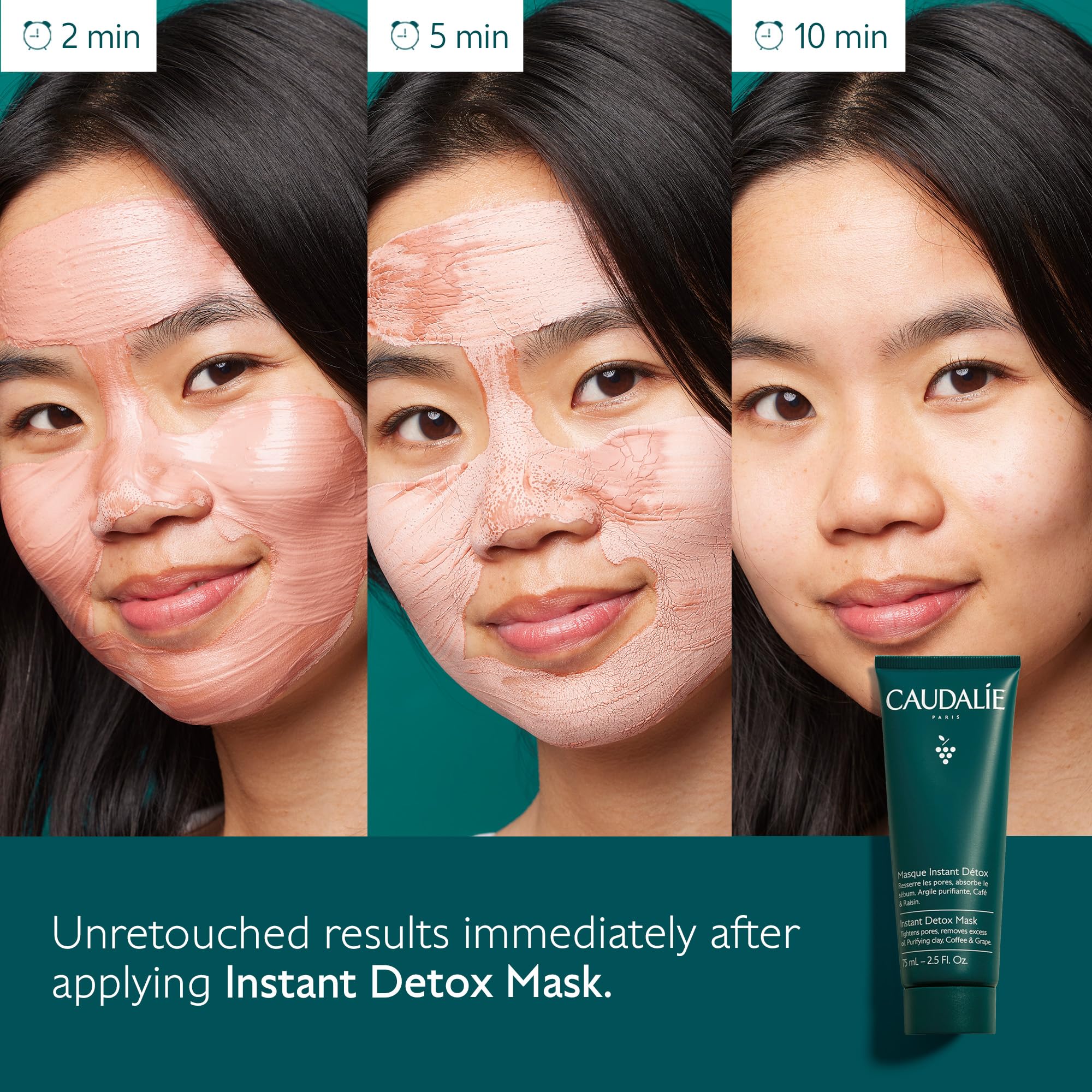 Caudalie Instant Detox Mask, Pore Minimizing Pink Clay Face Mask - 35 mL - Image 6