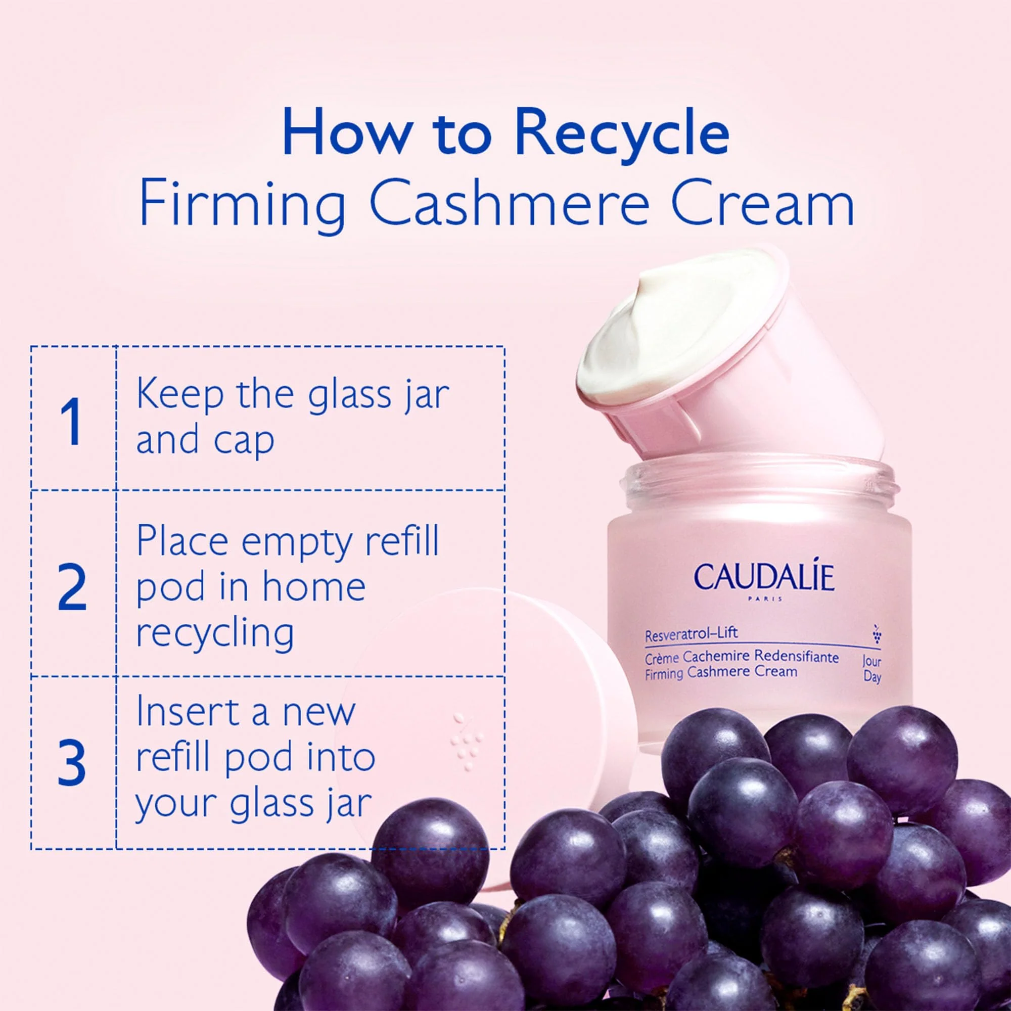 Caudalie Resveratrol-Lift Retinol Alternative Firming Cashmere Cream, Anti-Aging Moisturizer with Resveratrol, Hyaluronic Acid & Vegan Collagen, Refillable Jar - 50 mL - Image 2