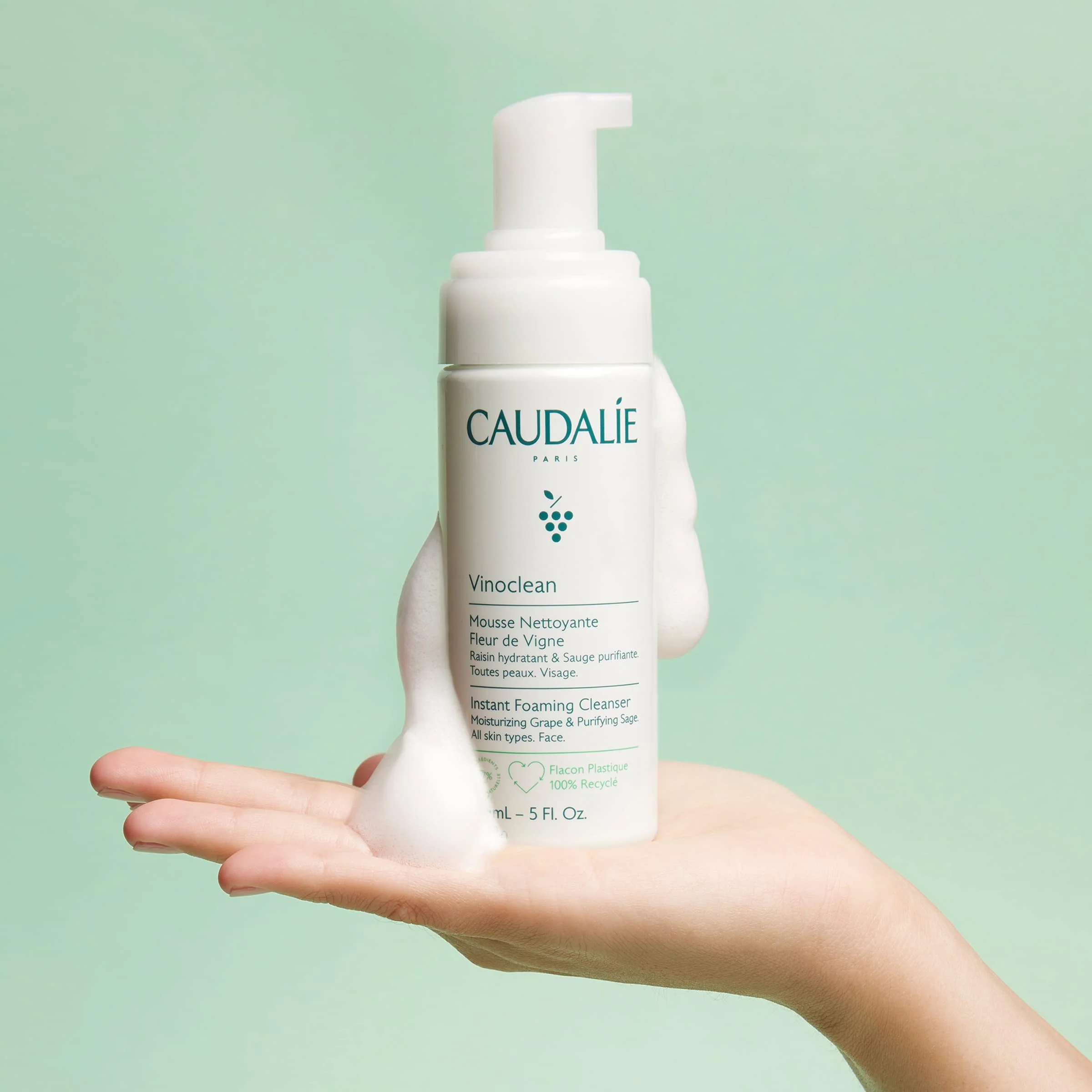 Caudalie Vinoclean Gentle Instant Foaming Facial Cleanser for All Skin Types - 150 mL - Image 8