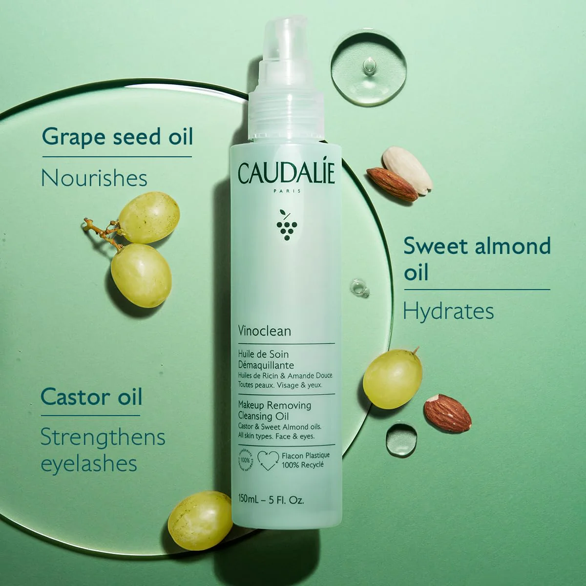 Caudalie Vinoclean Makeup Removing Cleansing Oil, Waterproof Makeup Remover - 150 mL - Image 8