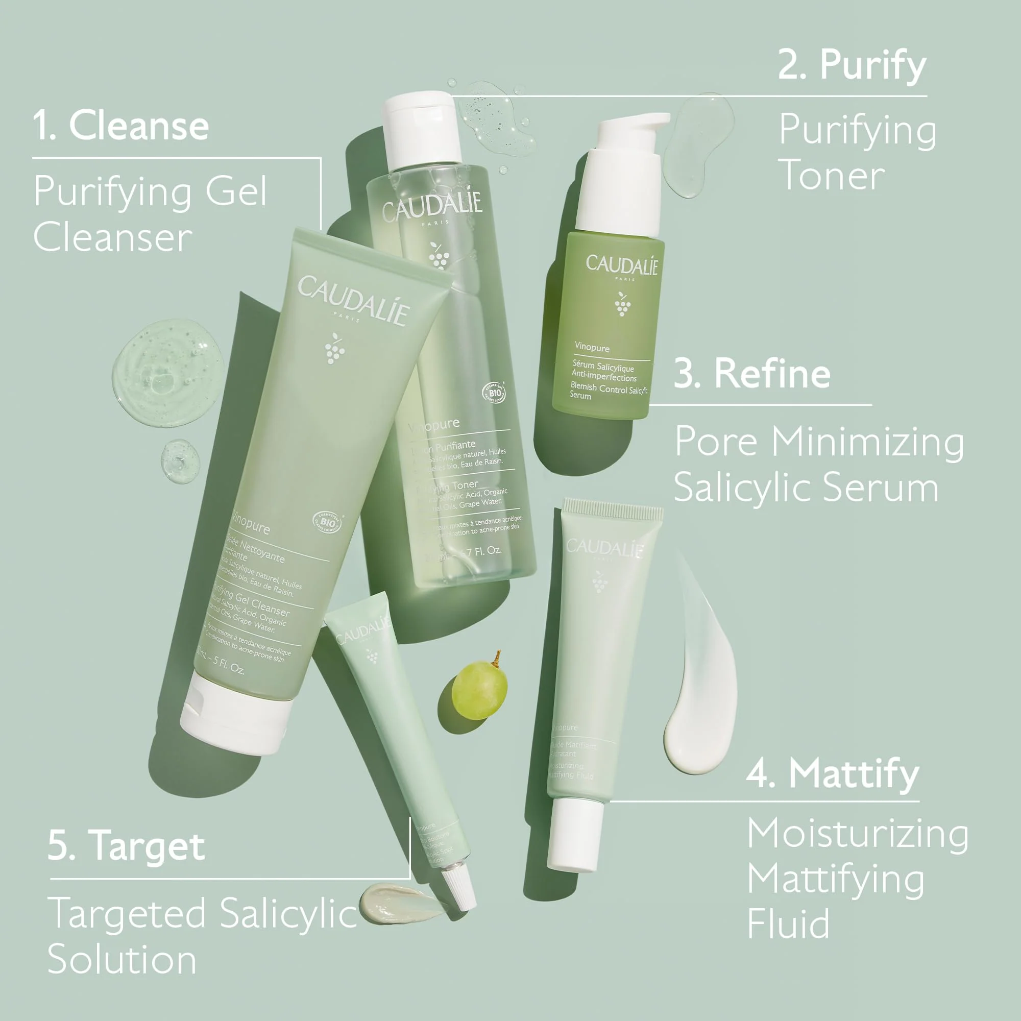 Caudalie Vinopure Natural Salicylic Acid Pore Minimizing Serum with Niacinamide, Skin Perfecting Serum - 30 mL - Image 6