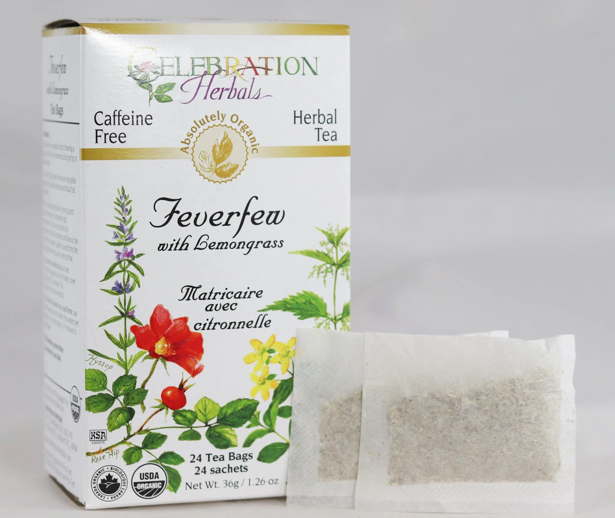 Celebration Herbals Feverfew Lemongrass Tea Organic 24 TB - Image 2