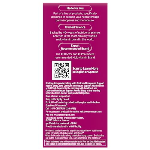 Centrum Complete Multivitamin Supplement + Hot Flash Support Menopause Support Tablets, with Clinically Studied geniVida, 30 Count - Image 6