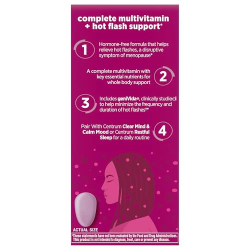 Centrum Complete Multivitamin Supplement + Hot Flash Support Menopause Support Tablets, with Clinically Studied geniVida, 30 Count - Image 8