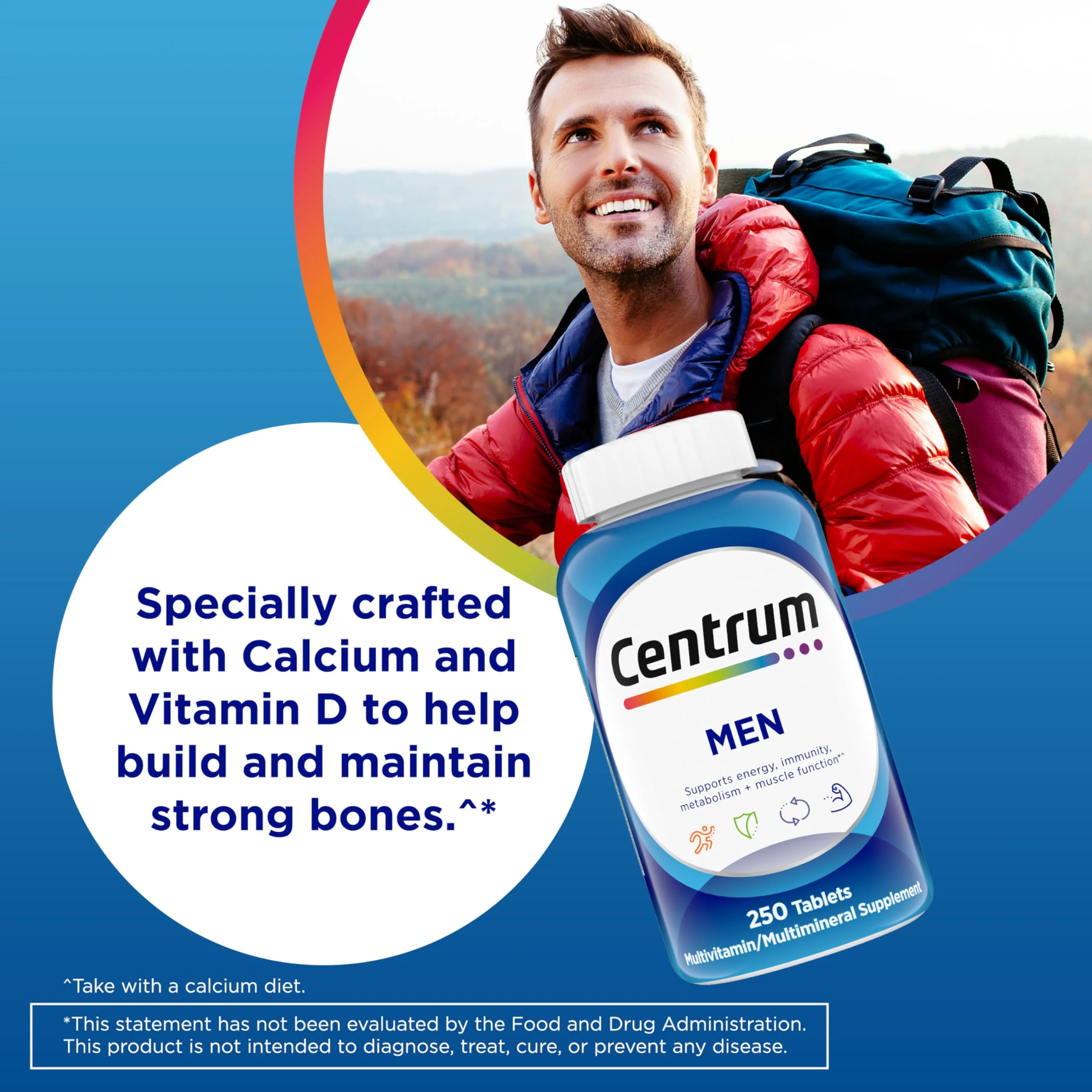Centrum Multivitamin for Men, Multivitamin/Multimineral Supplement with Vitamin D3, B Vitamins and Antioxidants, Gluten Free, Non-GMO Ingredients - 250 Count - Image 14